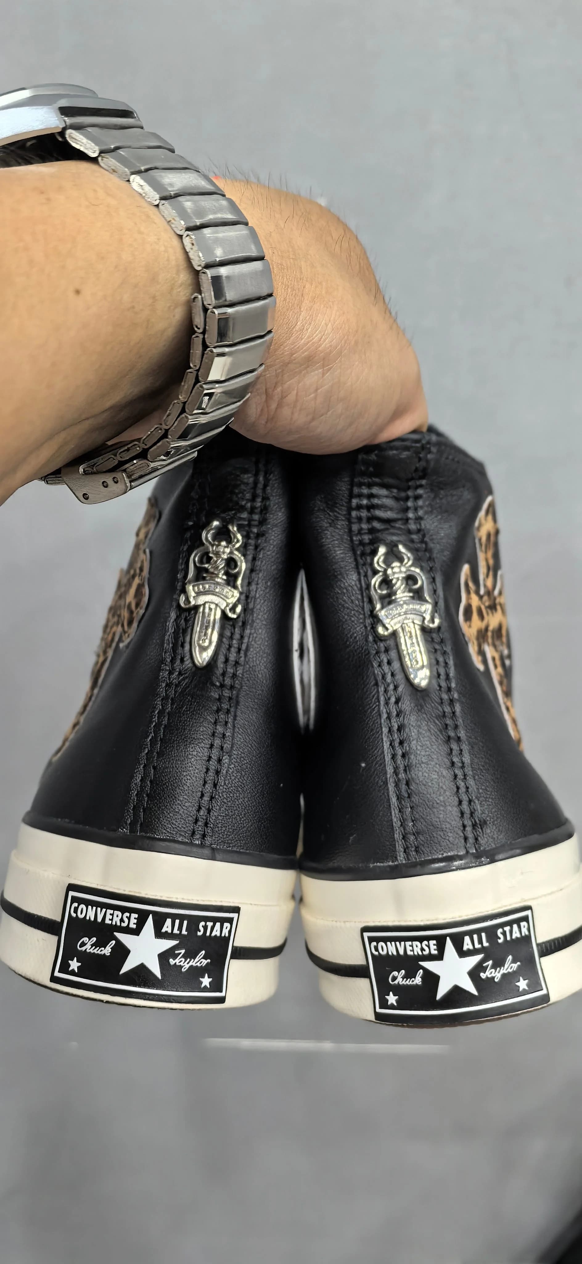 Задники кед Chrome Hearts Converse Chuck 70 Custom с серебряными деталями