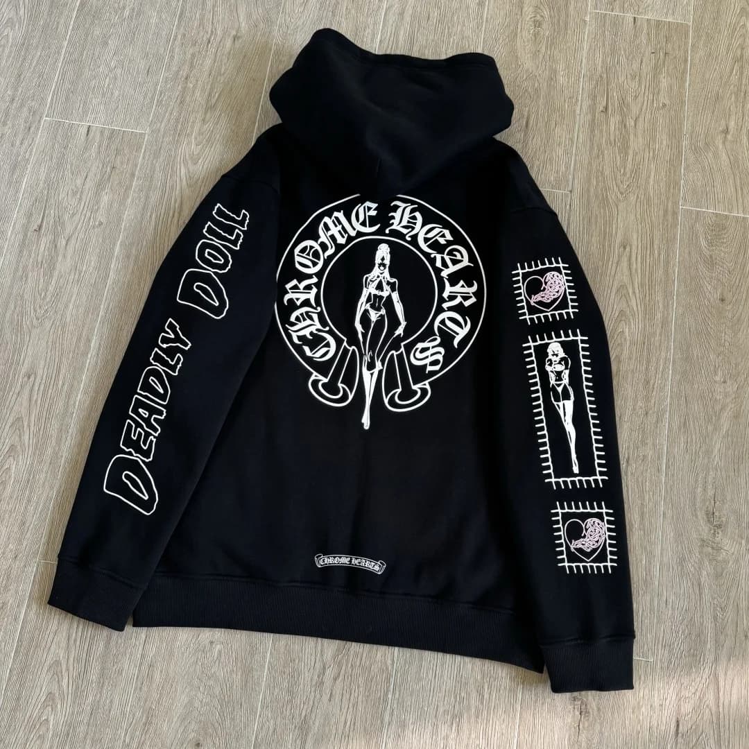 Зип-худи Chrome Hearts x Deadly Doll с принтом на спине