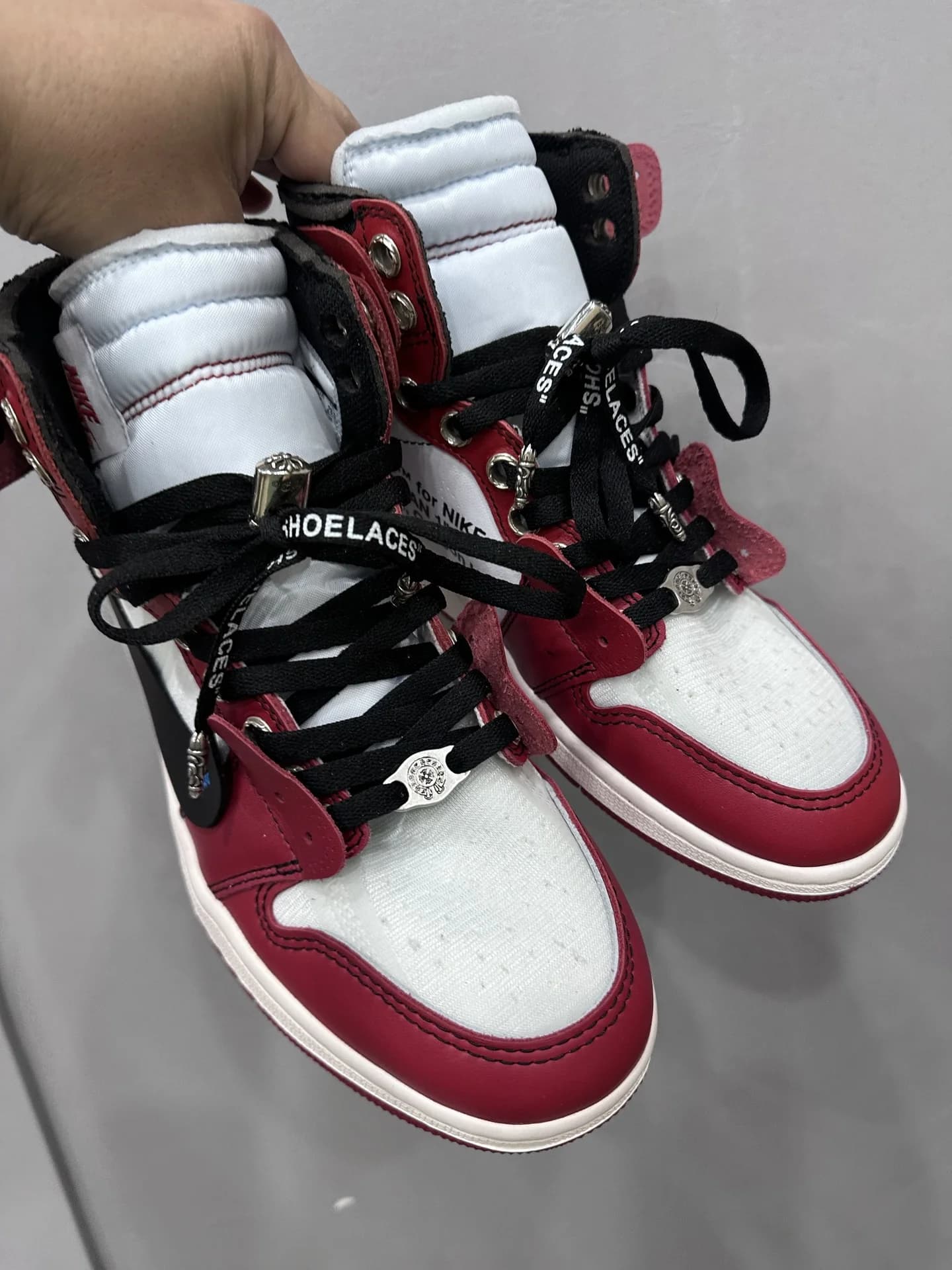 Высокие кроссовки Chrome Hearts x Nike Air Jordan 1 Off-White Chicago, вид сверху