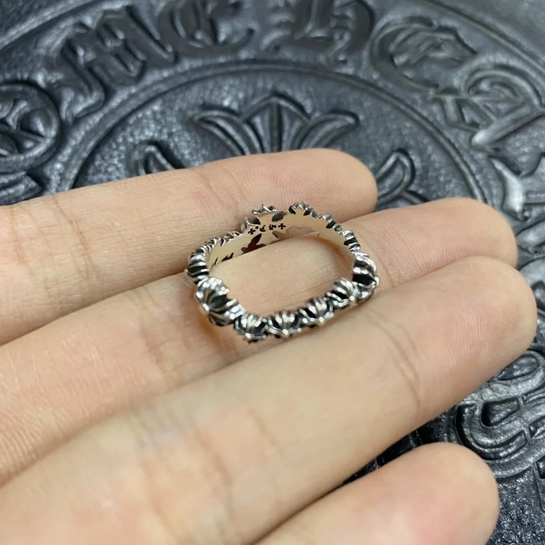 Шинка серебряного кольца Chrome Hearts с чернением