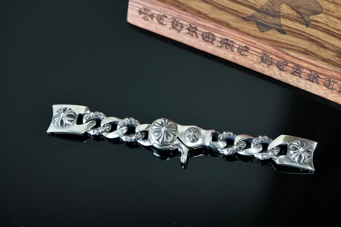 Серебряный браслет для часов Chrome Hearts в сборе во всю длину