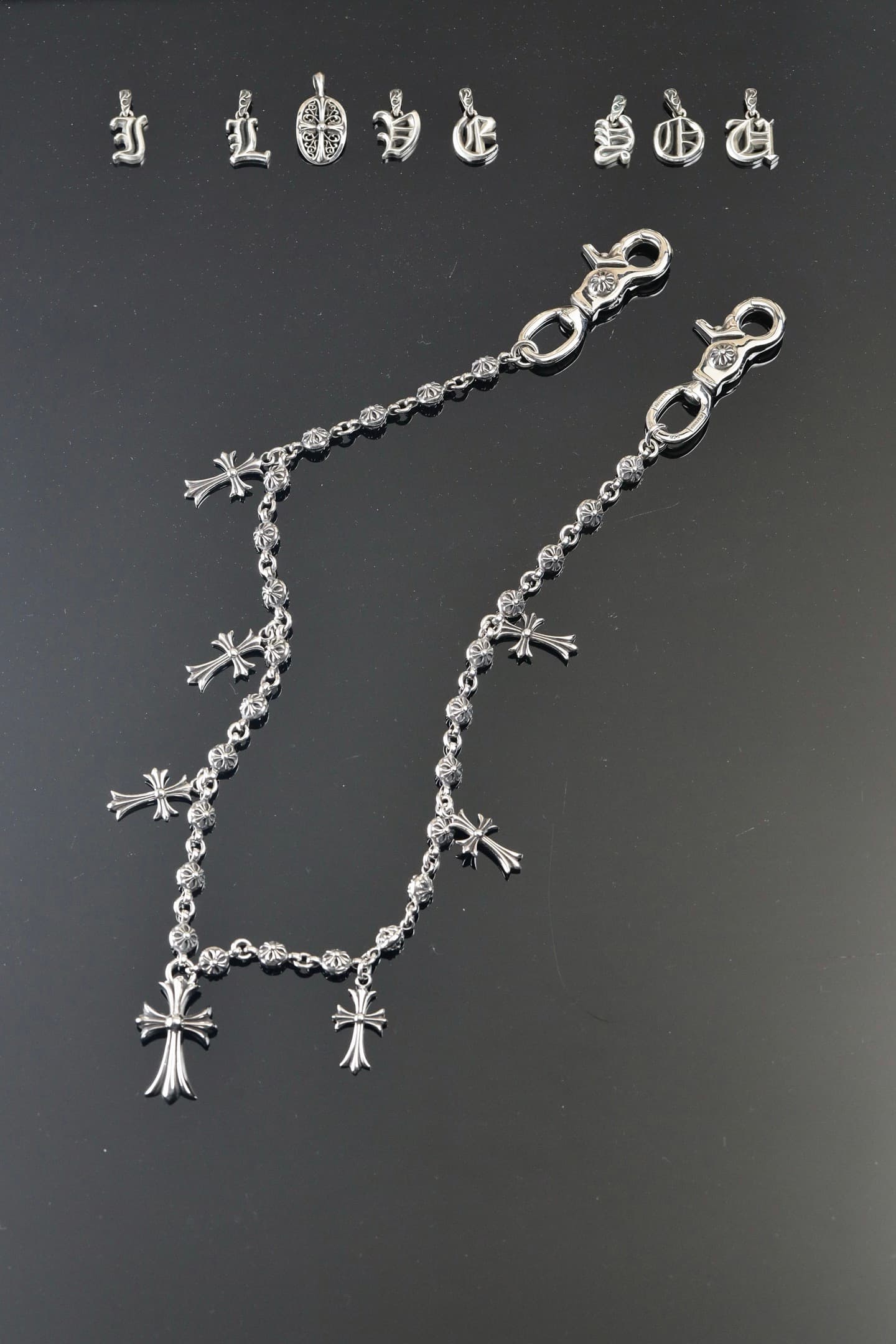 Серебряная цепь для сумки и брюк Tiny Cross