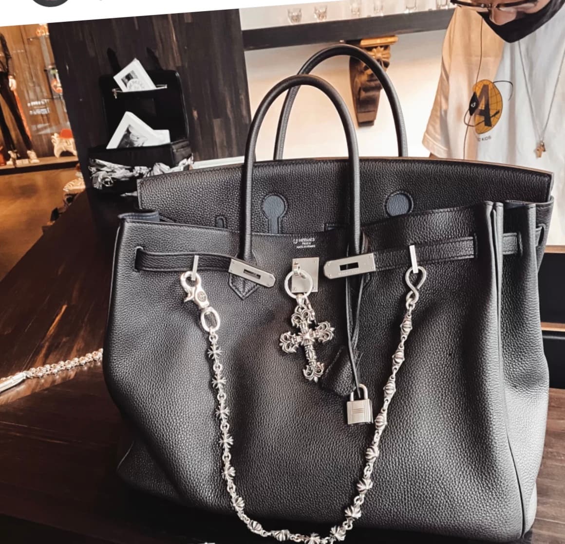 Серебряная цепь для сумки и брюк Tiny CH Cross