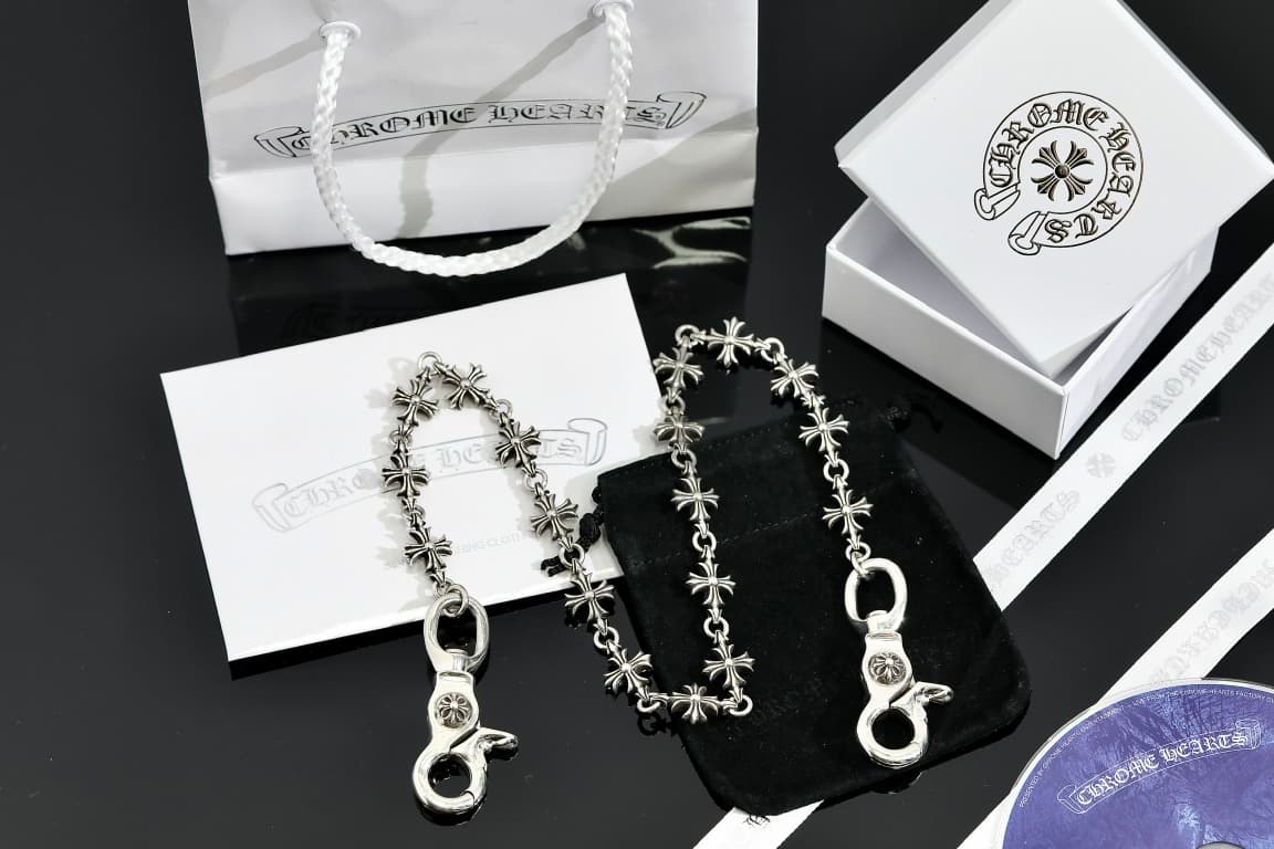 Серебряная цепочка для сумки и брюк с крестами Tiny CH Cross