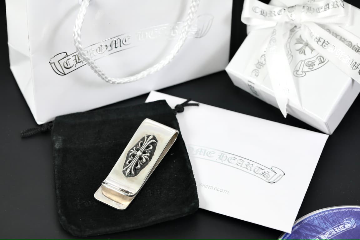 Комплект зажима для купюр Chrome Hearts с чехлом и упаковкой