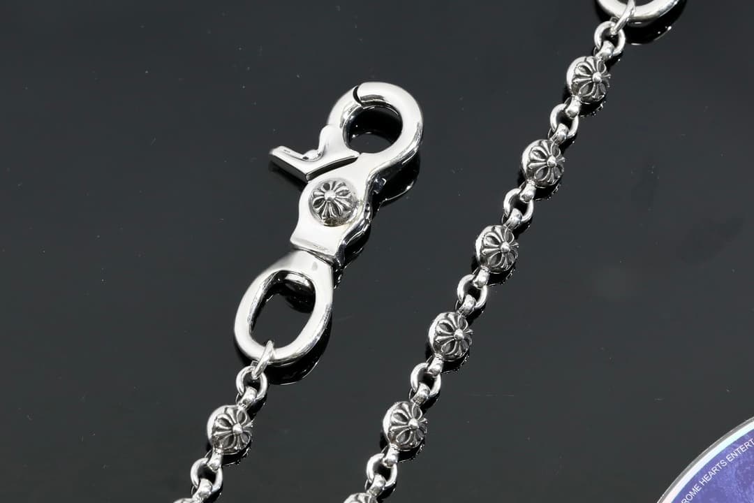 Серебряная цепь для сумки и брюк с шарообразными звеньями Cross Ball