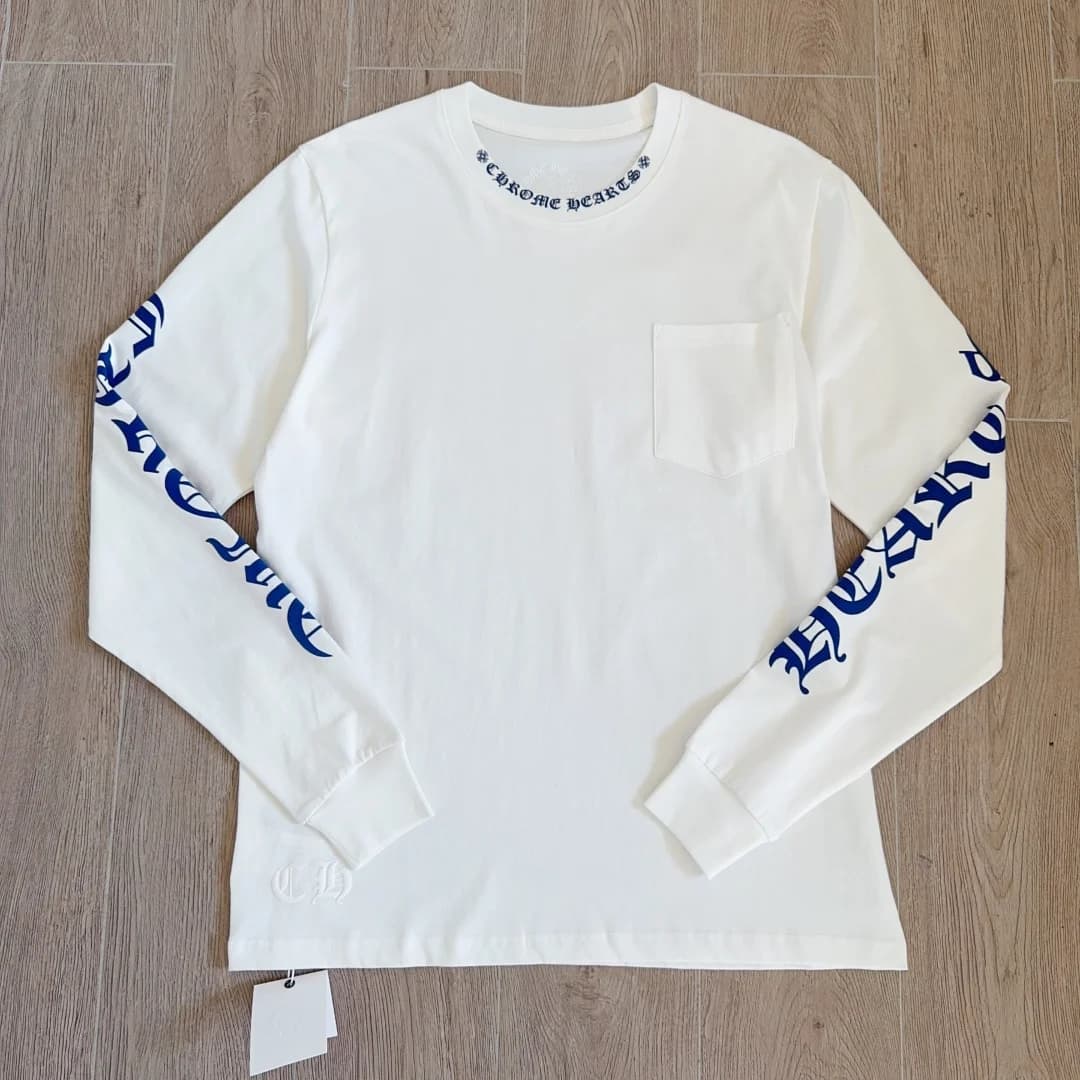 Белый лонгслив Chrome Hearts спереди