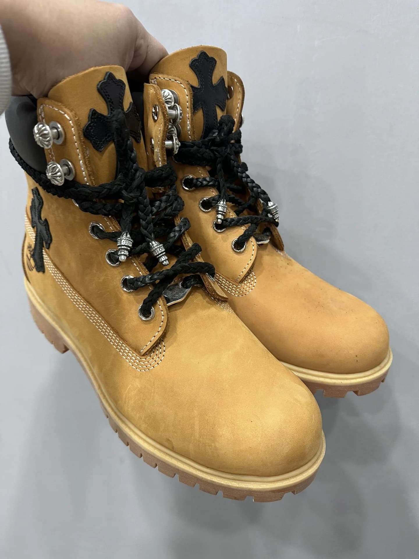 Ботинки Chrome Hearts x Timberland пшеничного цвета