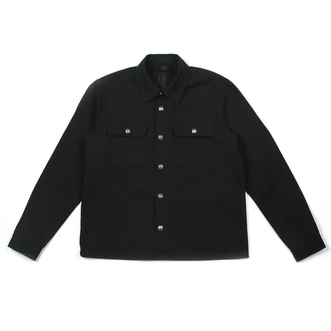 Чёрная рубашка-куртка Chrome Hearts из канваса 360 г/м², вид спереди