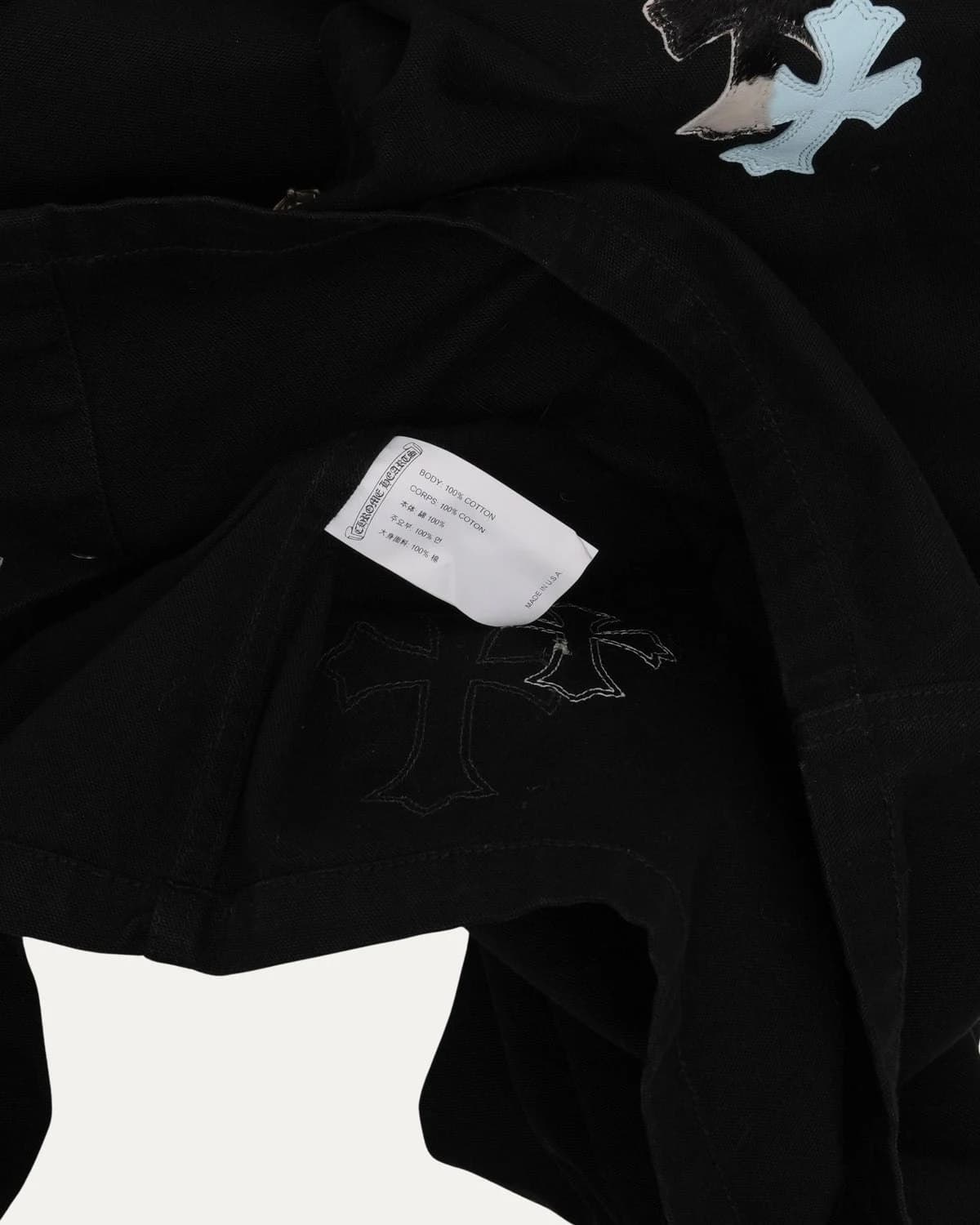 Ярлык Chrome Hearts: состав 100% хлопок и нашивки из телячьей кожи