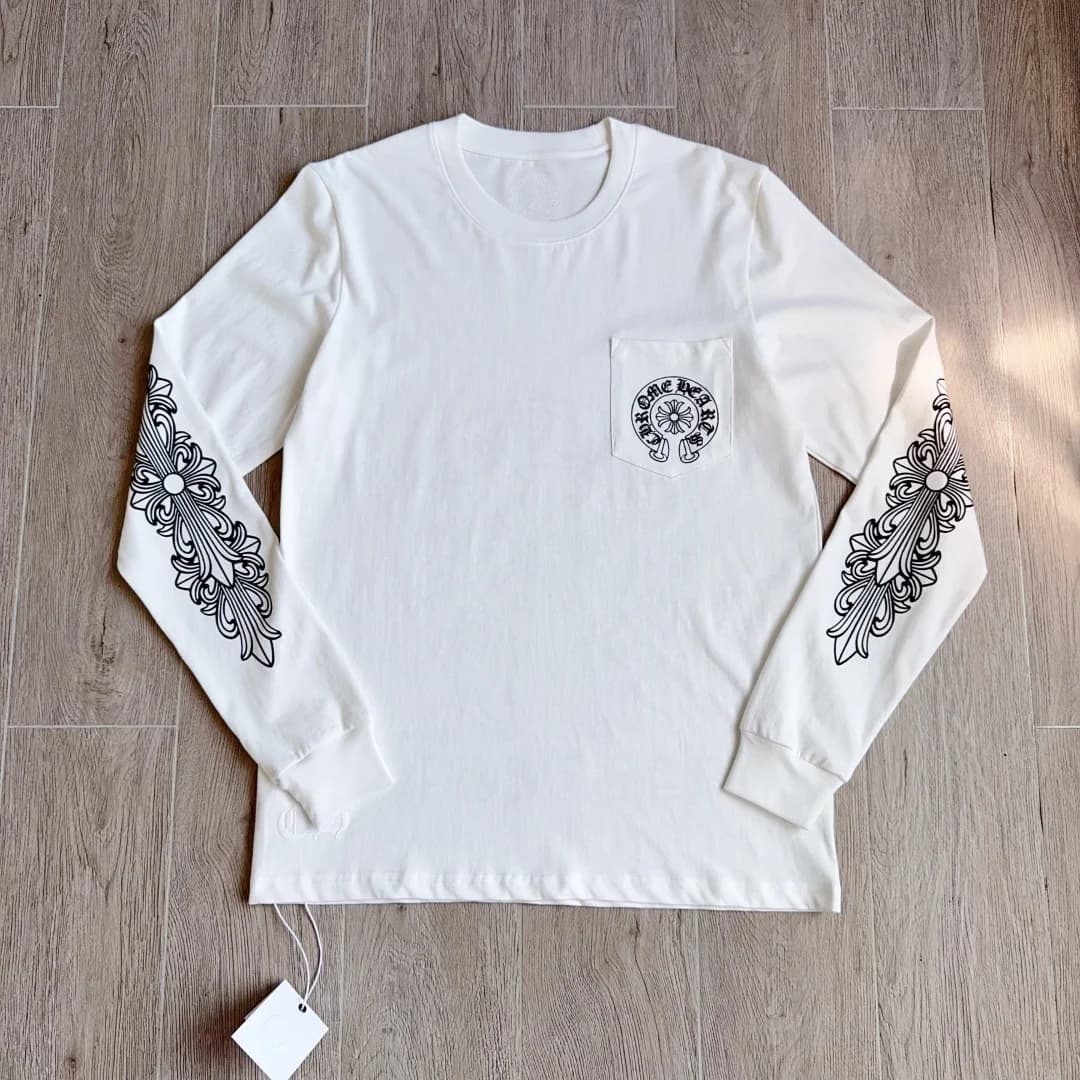 Белый лонгслив Chrome Hearts Las Vegas - вид спереди