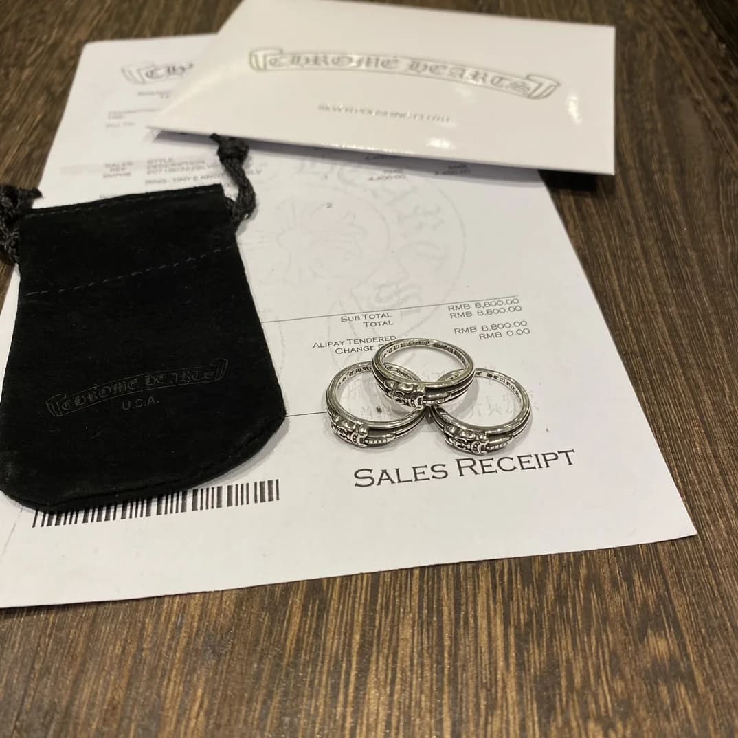 Серебряные кольца Chrome Hearts Dagger в комплекте с мешочком и квитанцией
