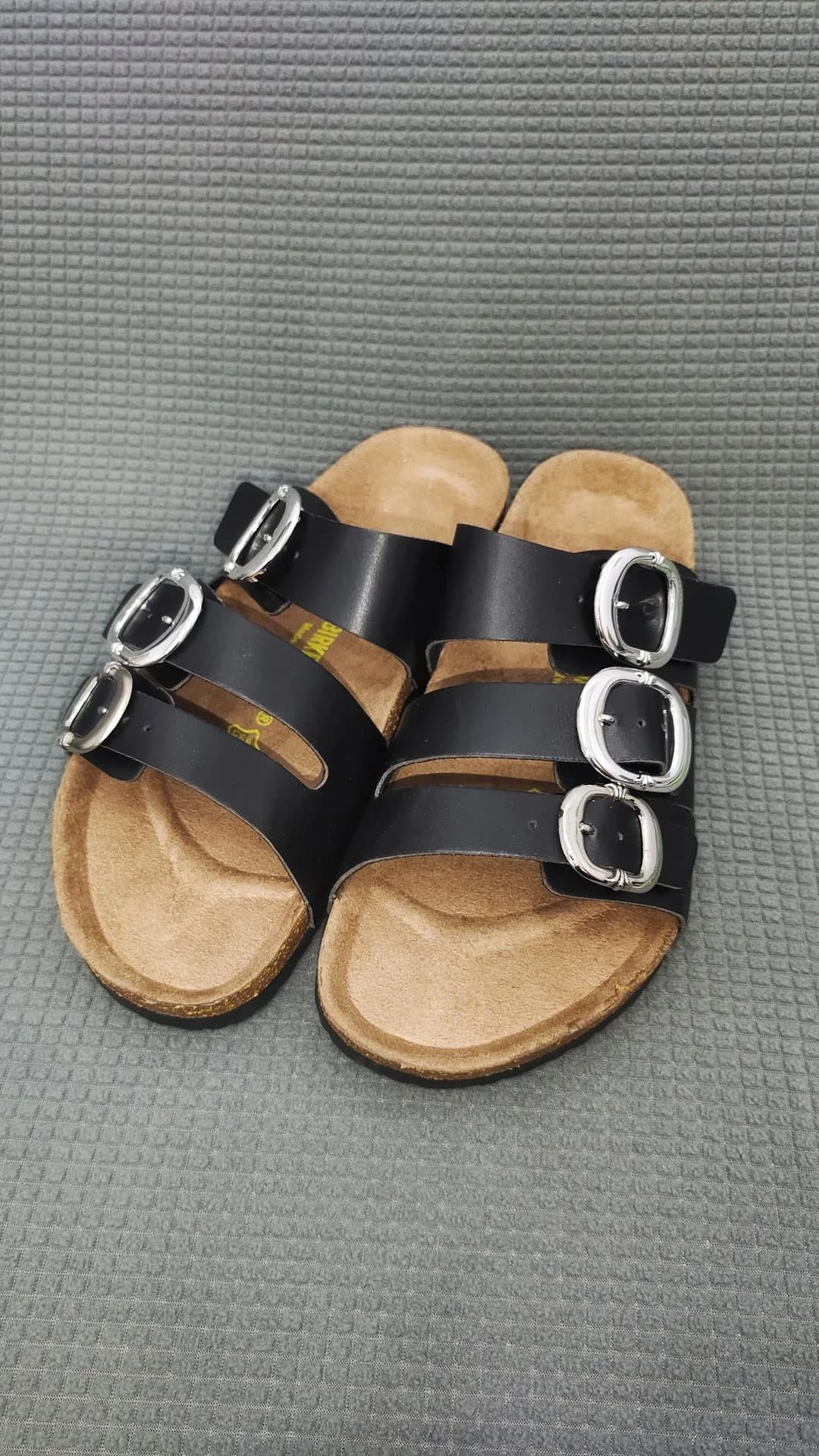 Черные кожаные шлепанцы Chrome Hearts x Birkenstock Florida с тремя ремешками