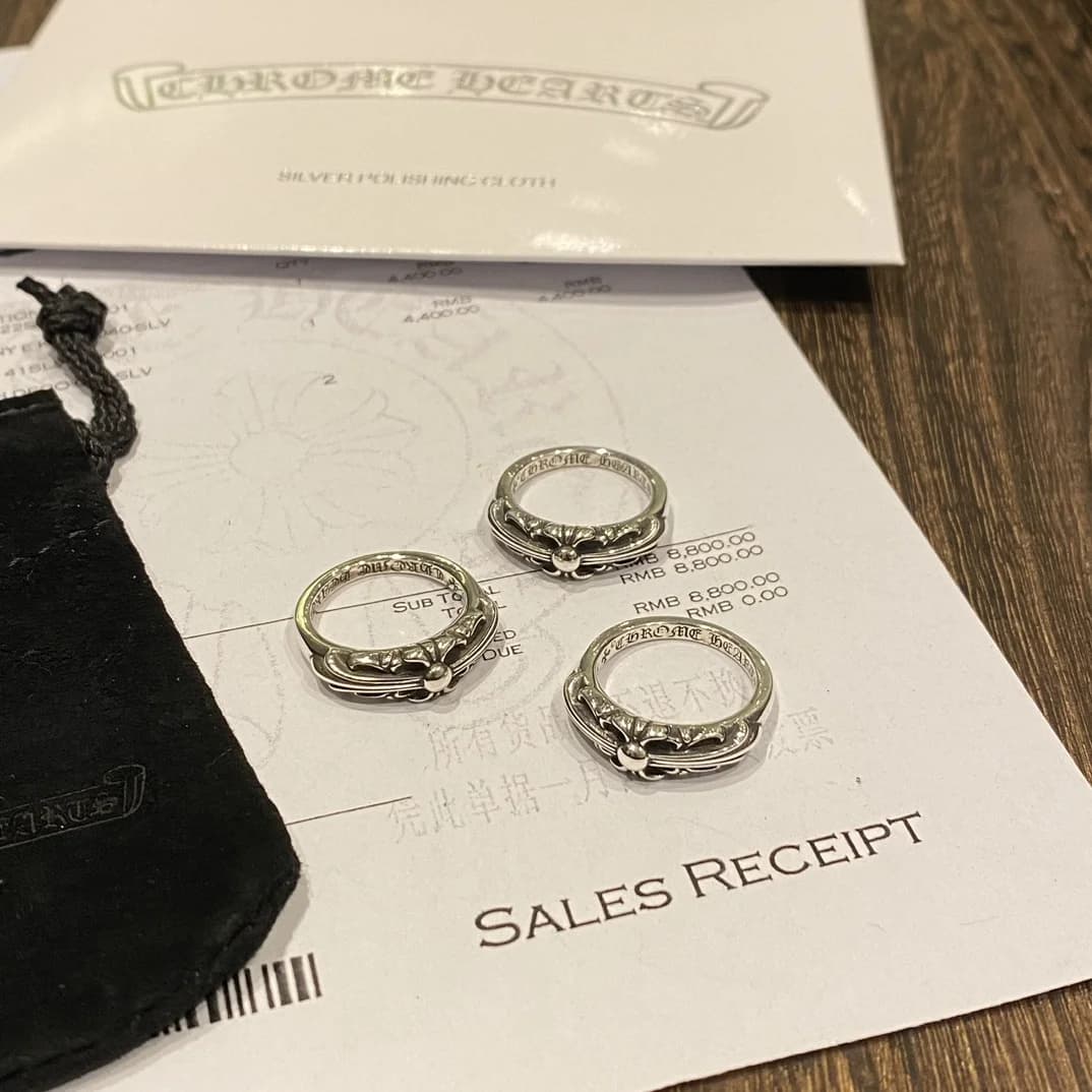 Кольца Chrome Hearts с пыльником, квитанцией и салфеткой для полировки