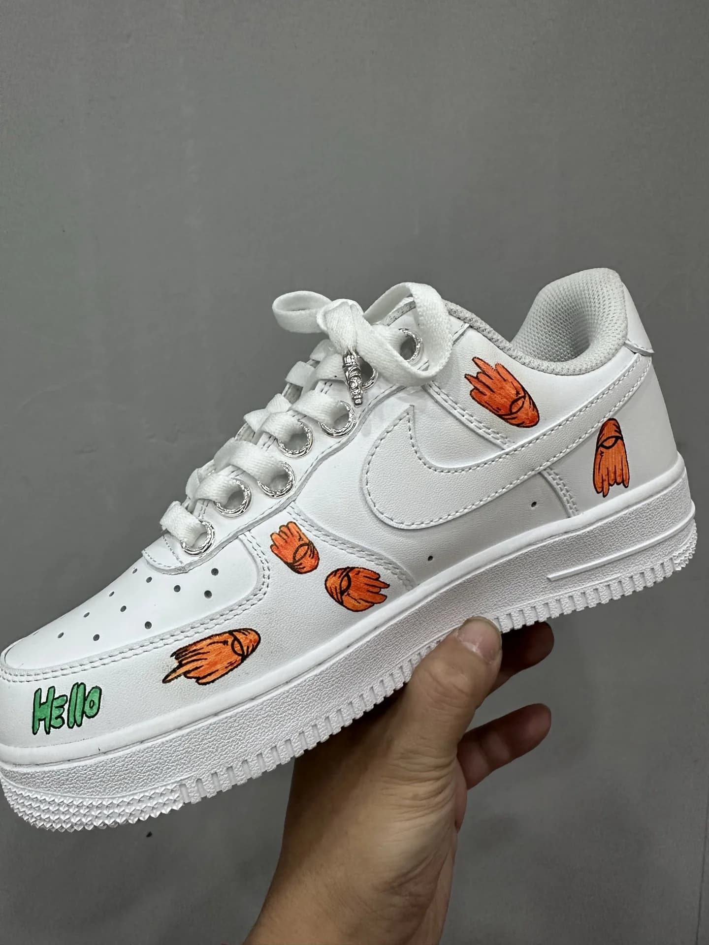 Кроссовки Chrome Hearts x Nike Air Force 1 Matty Boy с оранжевыми рисунками рук