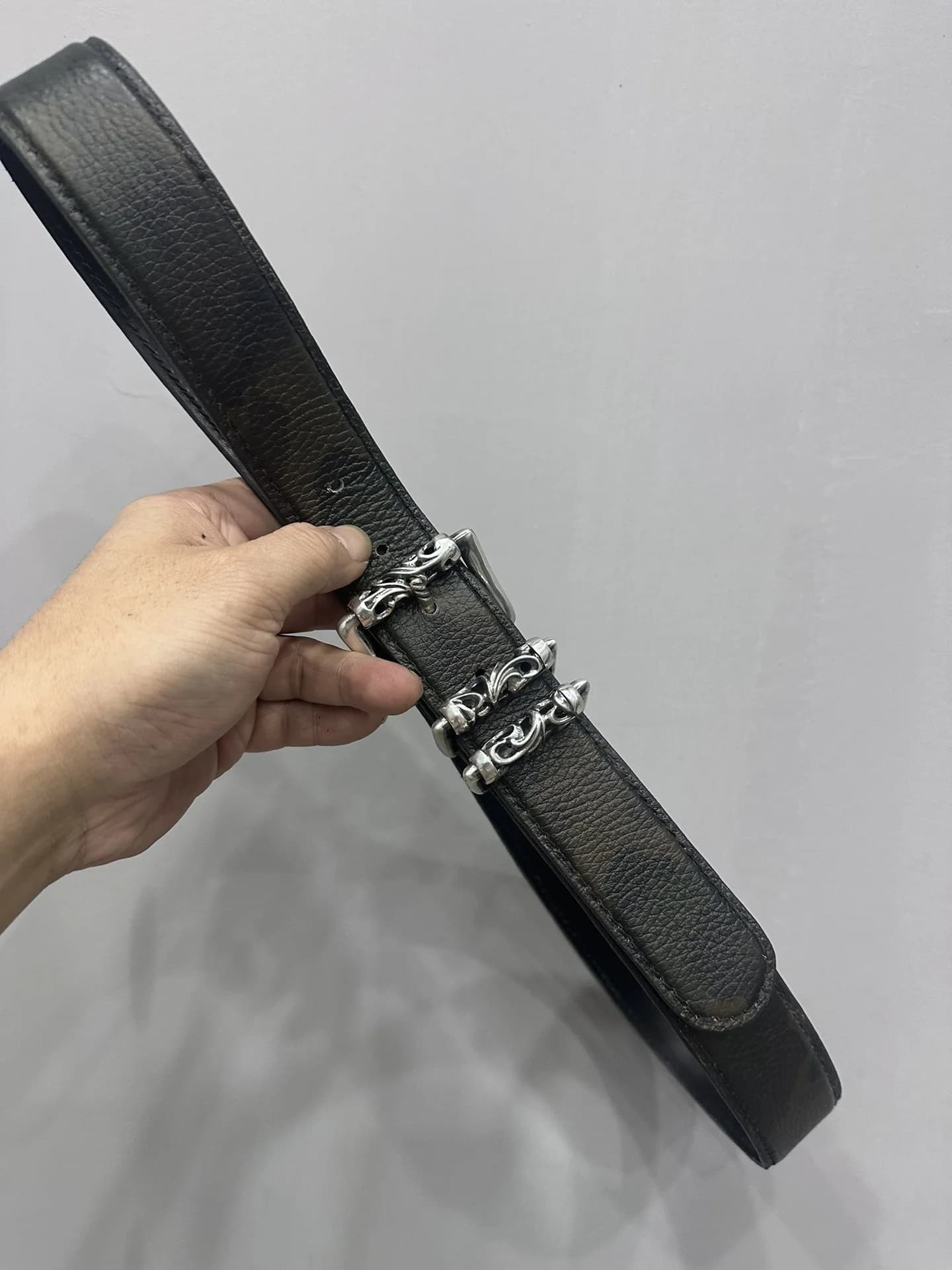 Кожаный ремень Chrome Hearts Roller с камуфляжным принтом во всю длину