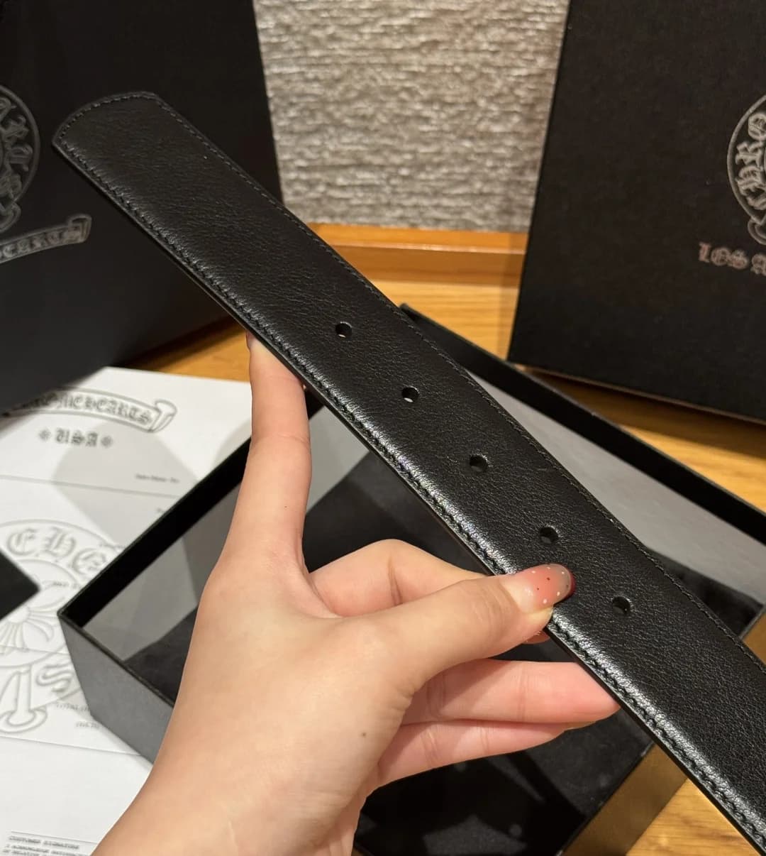 Хвост кожаного ремня Chrome Hearts с отверстиями для регулировки