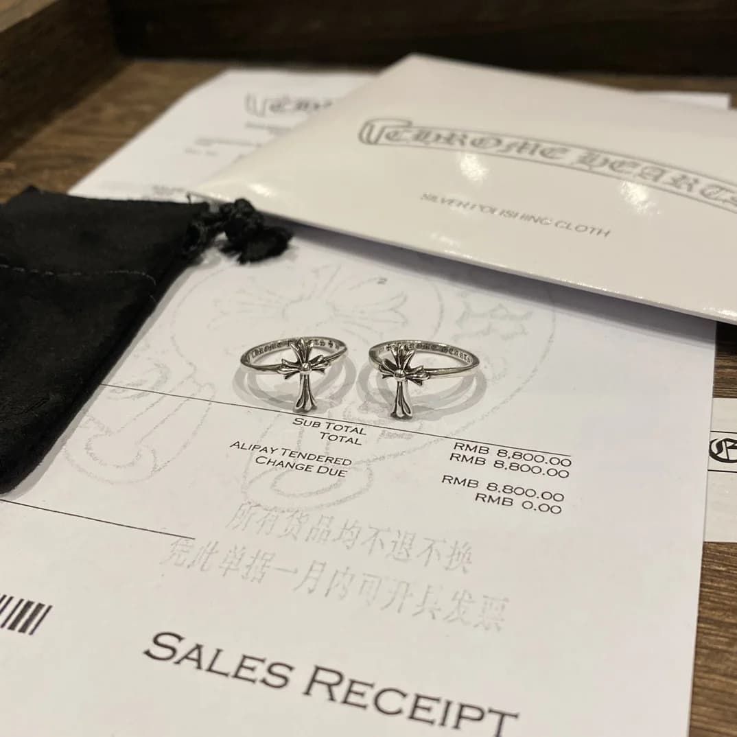 Кольца Chrome Hearts с фирменной упаковкой, чехлом и чеком