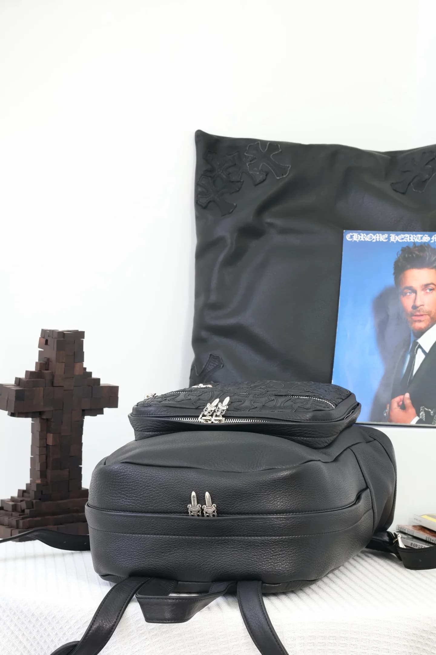 Кожаный рюкзак Chrome Hearts, вид сверху
