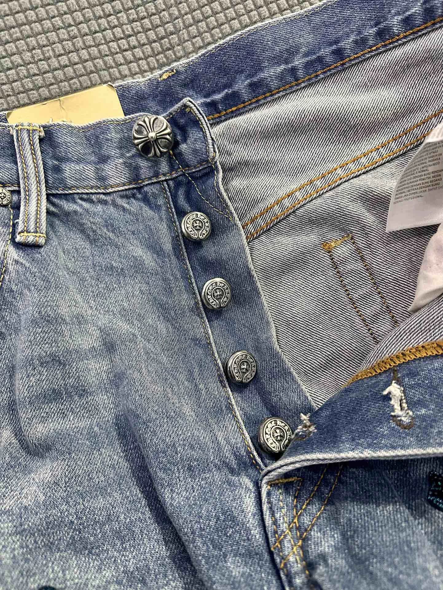 Пуговицы-болты джинсов Chrome Hearts Levi's 501 Cross Patch с гравировкой
