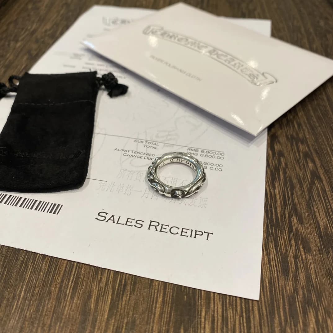 Кольцо Chrome Hearts Scroll в комплекте с фирменным мешочком и чеком покупки