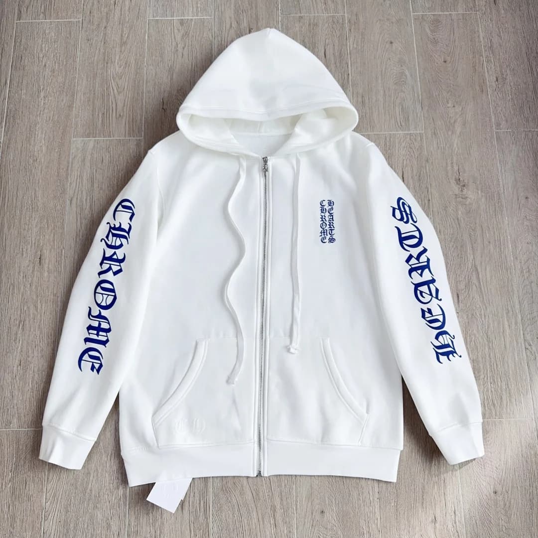 Белое зип-худи Chrome Hearts, вид спереди