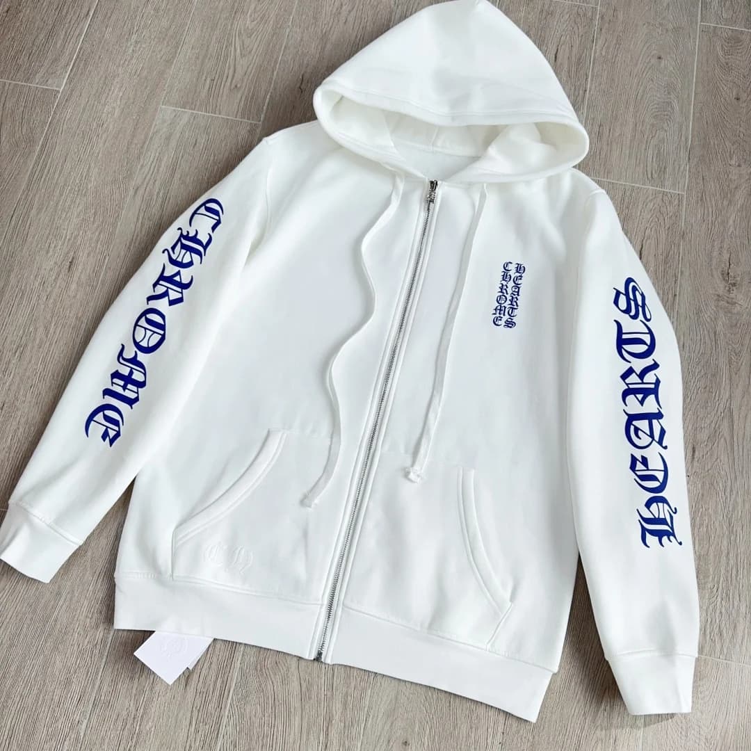 Толстовка на молнии Chrome Hearts белого цвета