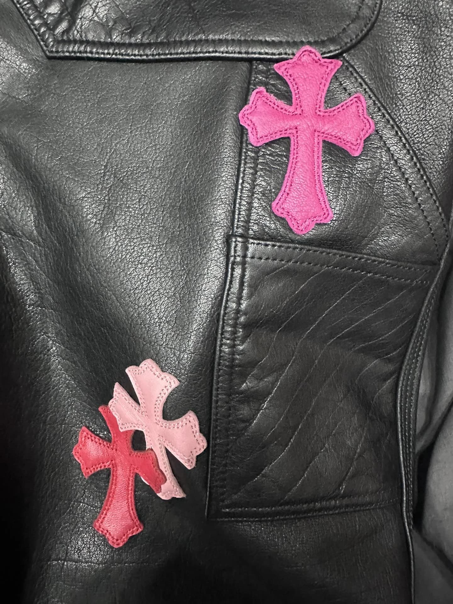 Chrome Hearts Кожаные брюки с нашивками