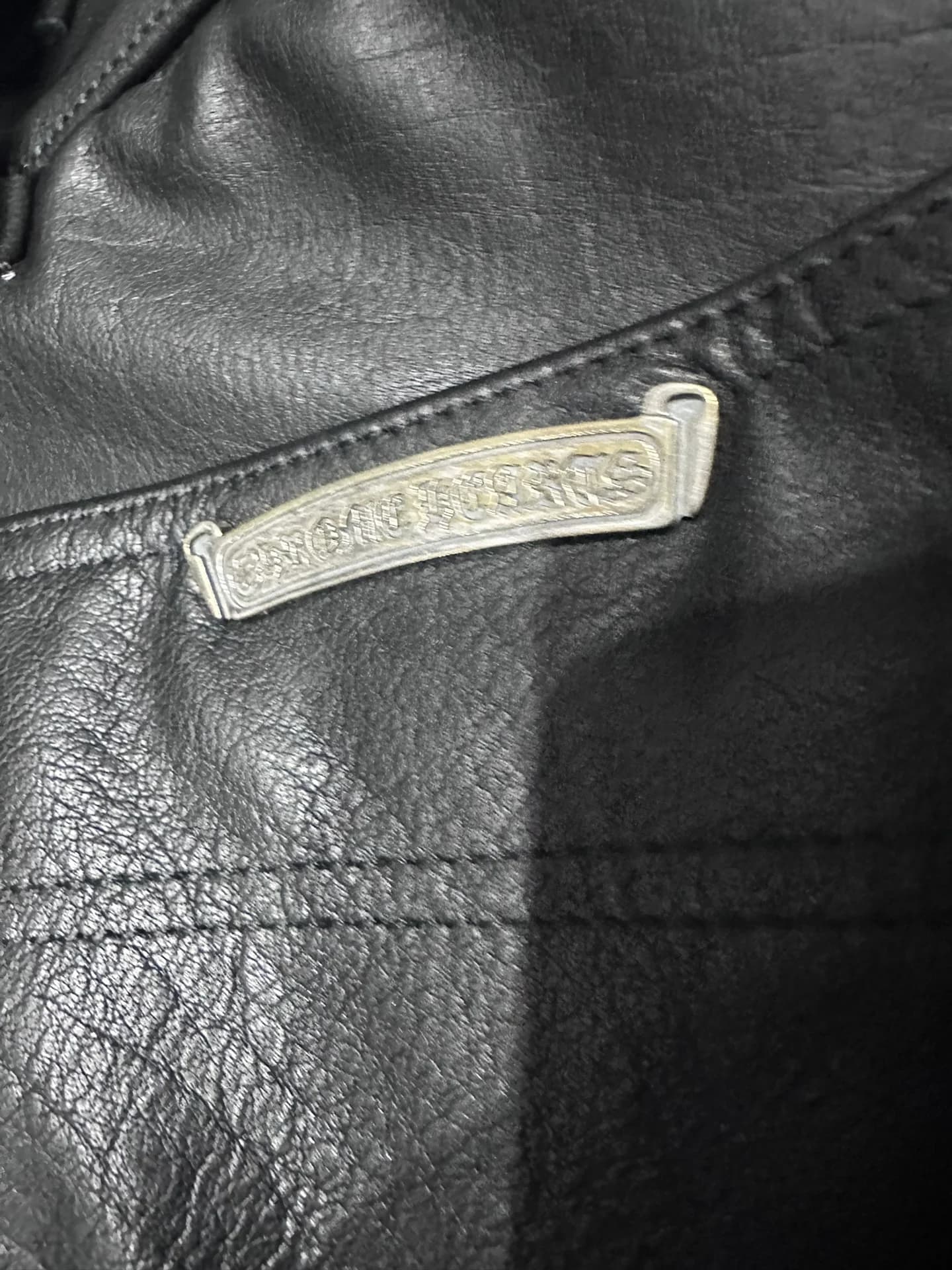 Chrome Hearts Кожаные брюки с нашивками