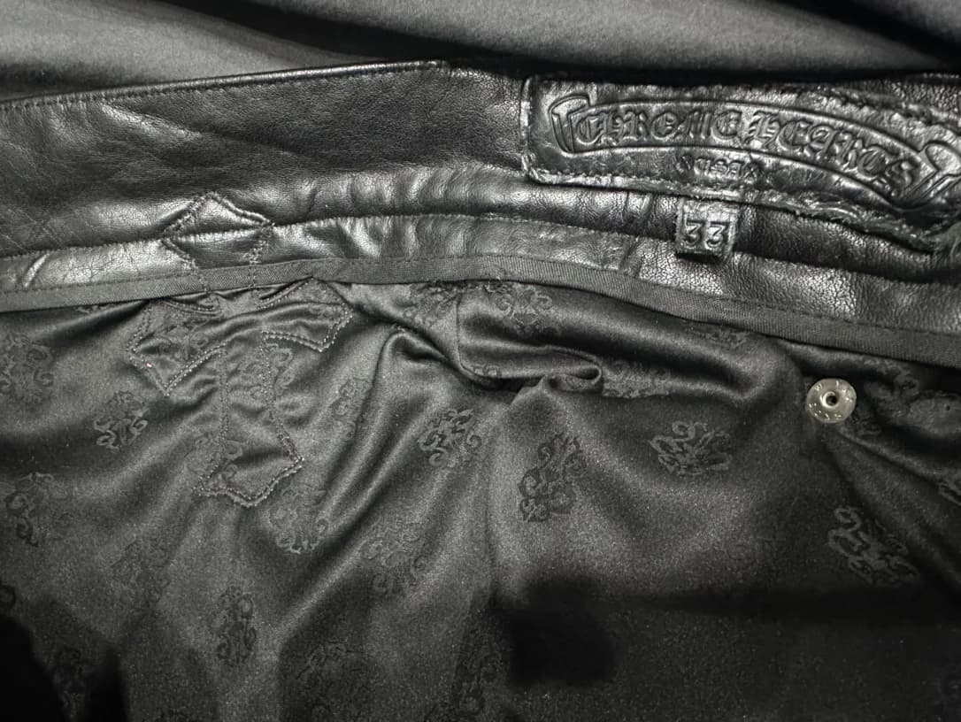 Chrome Hearts Кожаные брюки с нашивками