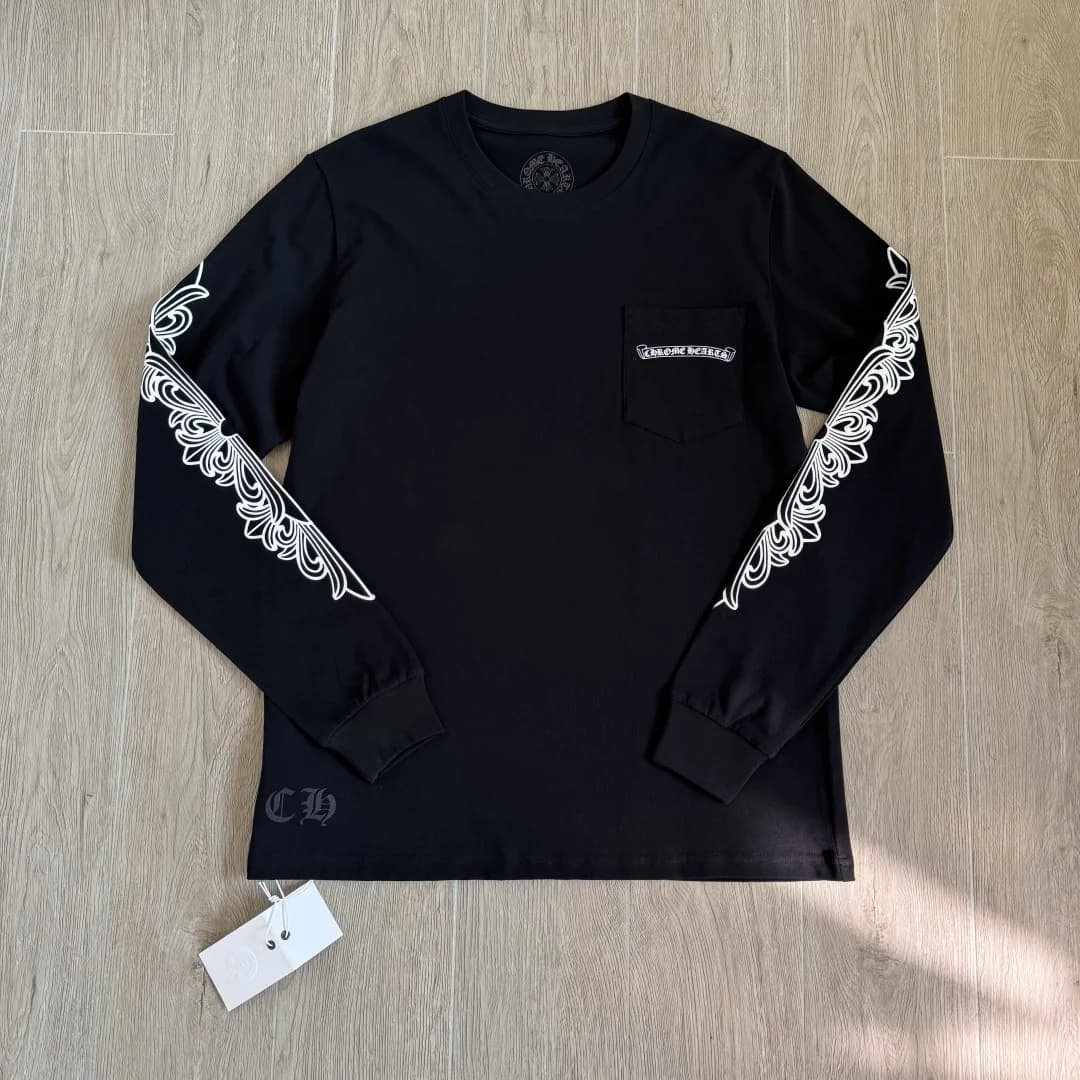 Черный лонгслив Chrome Hearts x Matty Boy Aspen, вид спереди