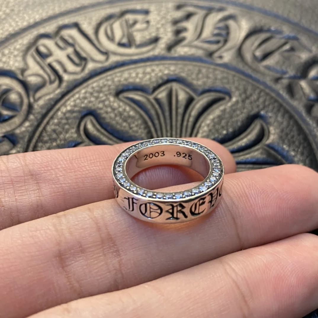 Кольцо Chrome Hearts Forever с надписью и пробой 925 на внутренней стороне