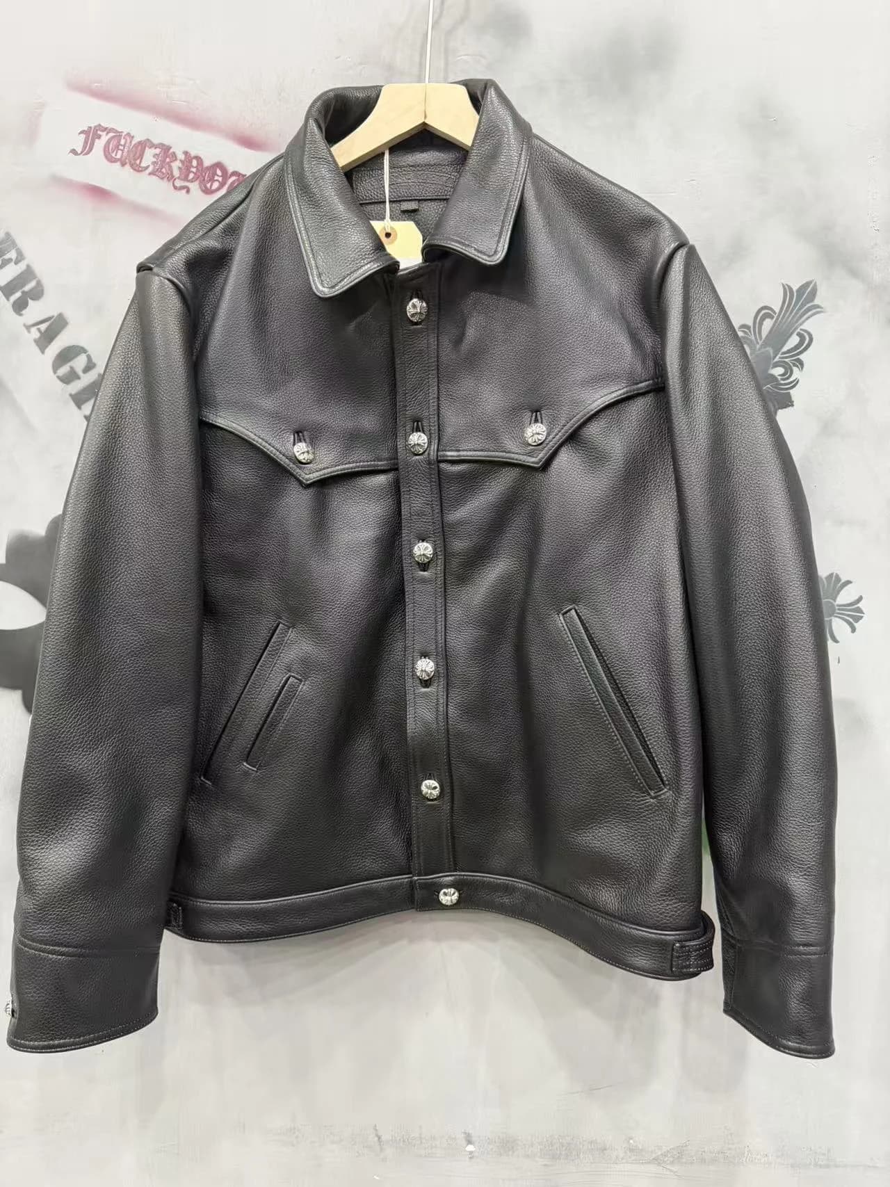 Chrome Hearts Кожаная куртка с нашивками