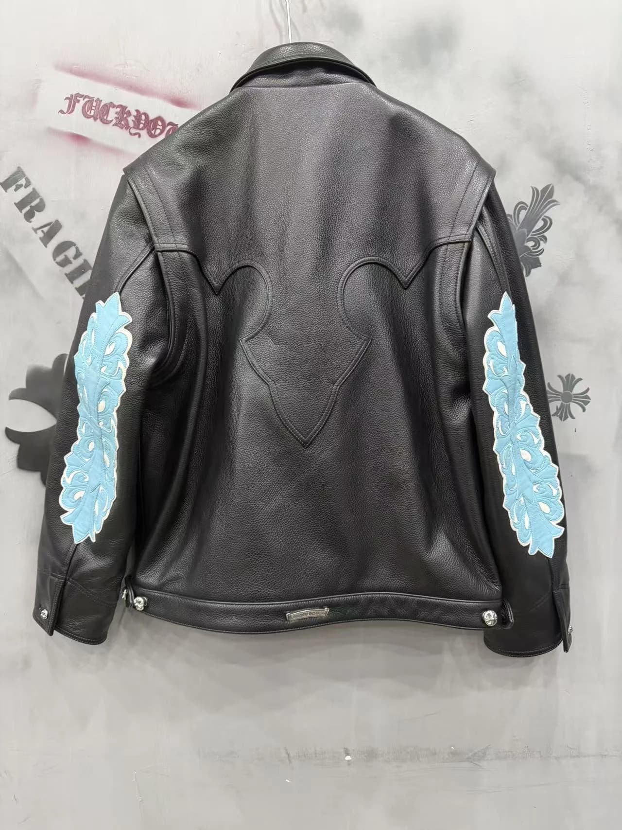 Chrome Hearts Кожаная куртка с нашивками