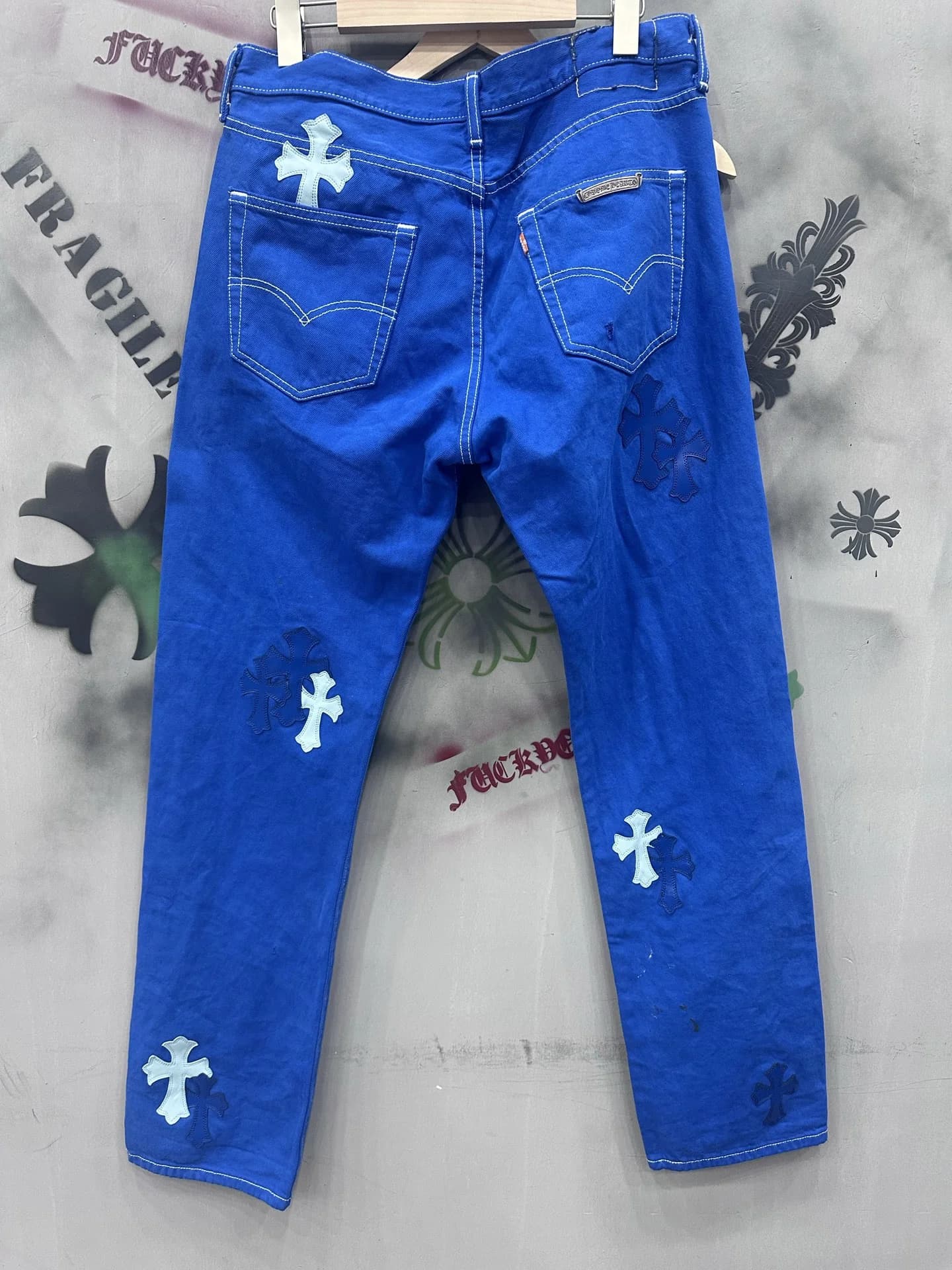 Синие джинсы Chrome Hearts x Levi's Vintage 501 сзади
