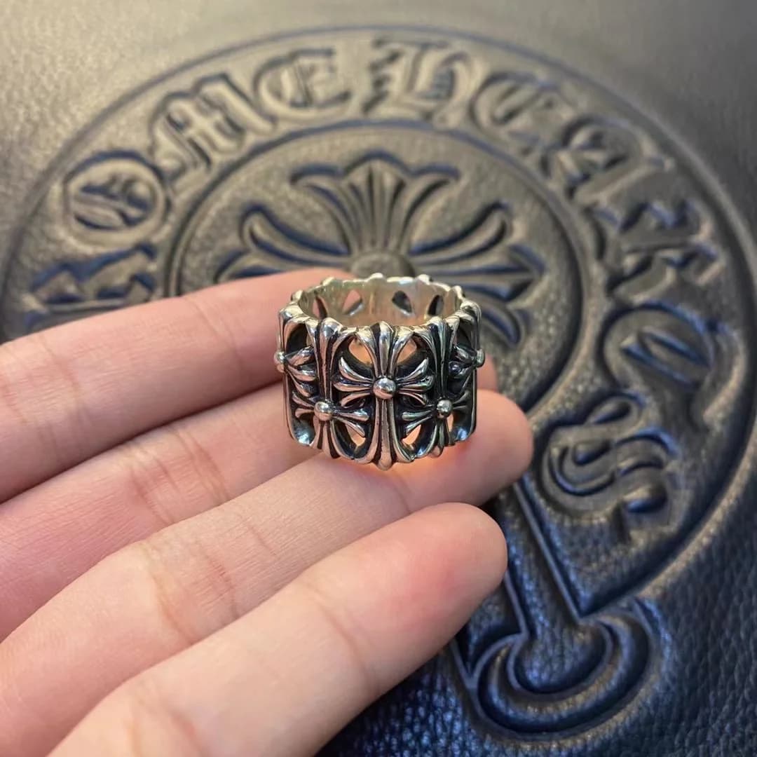 Широкое кольцо Chrome Hearts Cemetery из серебра 925 пробы
