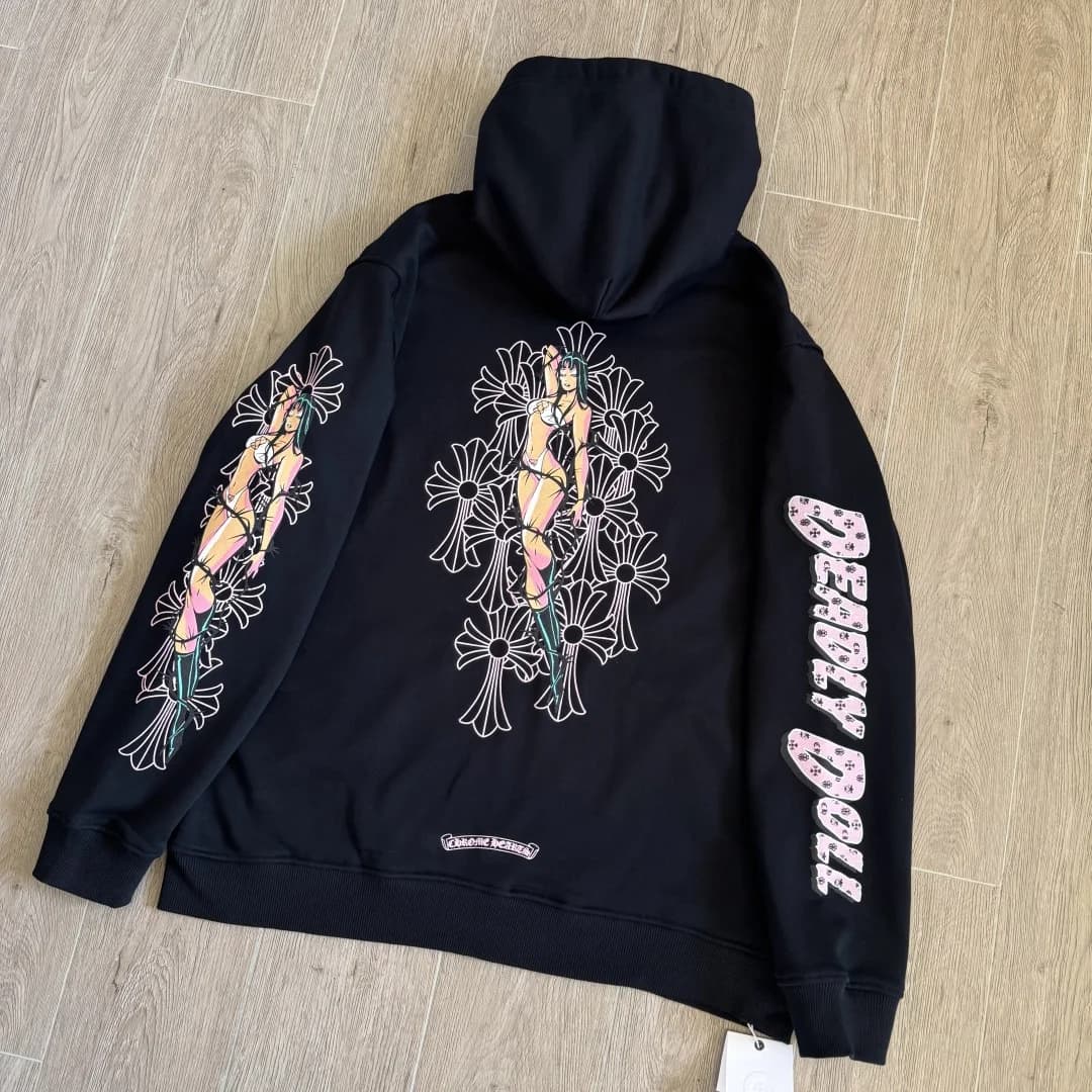 Спинка худи Chrome Hearts x Deadly Doll с принтом