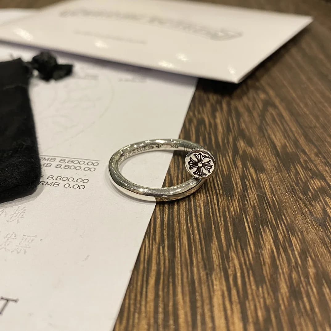 Серебряное кольцо Chrome Hearts Nail, общий вид с комплектом