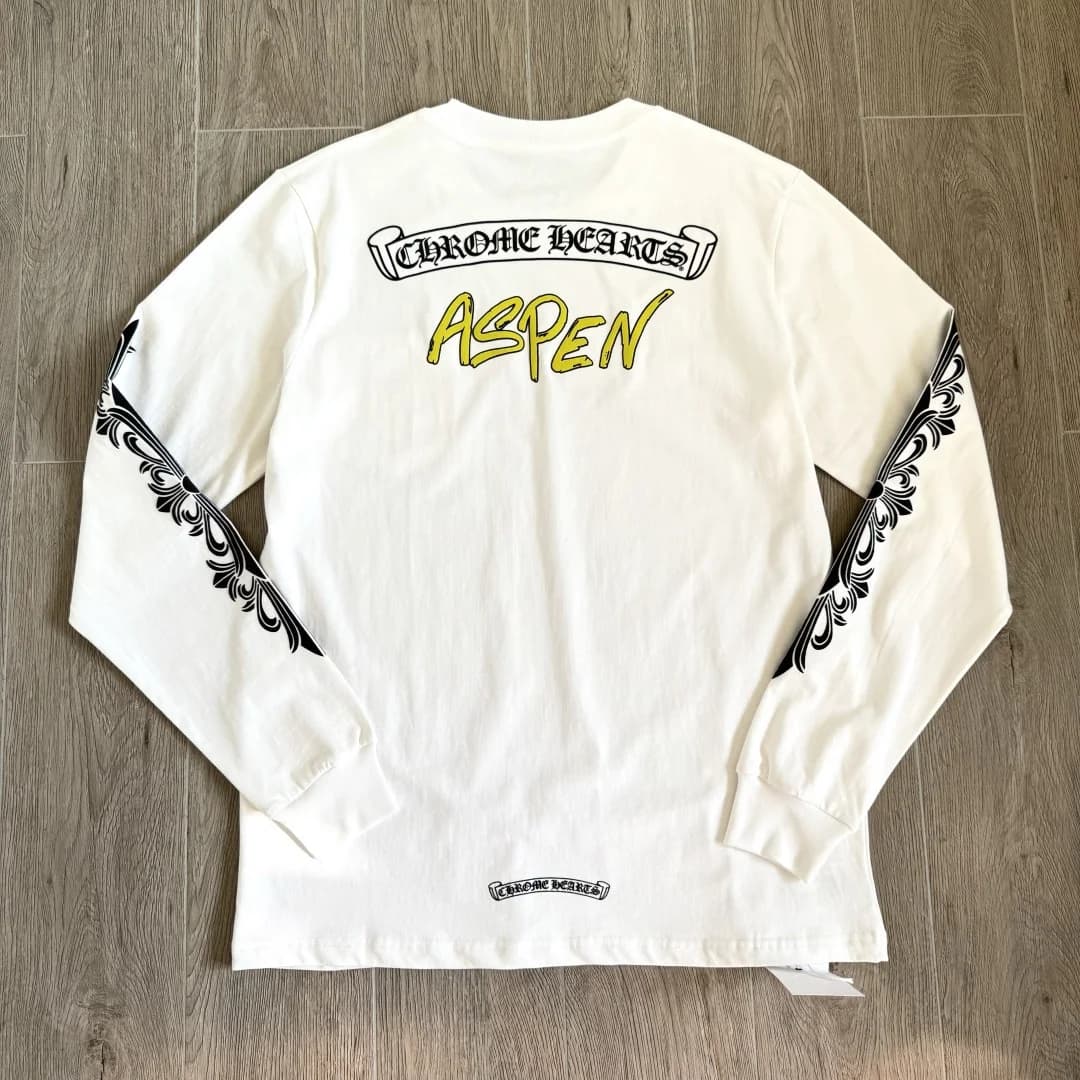 Белый лонгслив Chrome Hearts Aspen Matty Boy, вид со спины