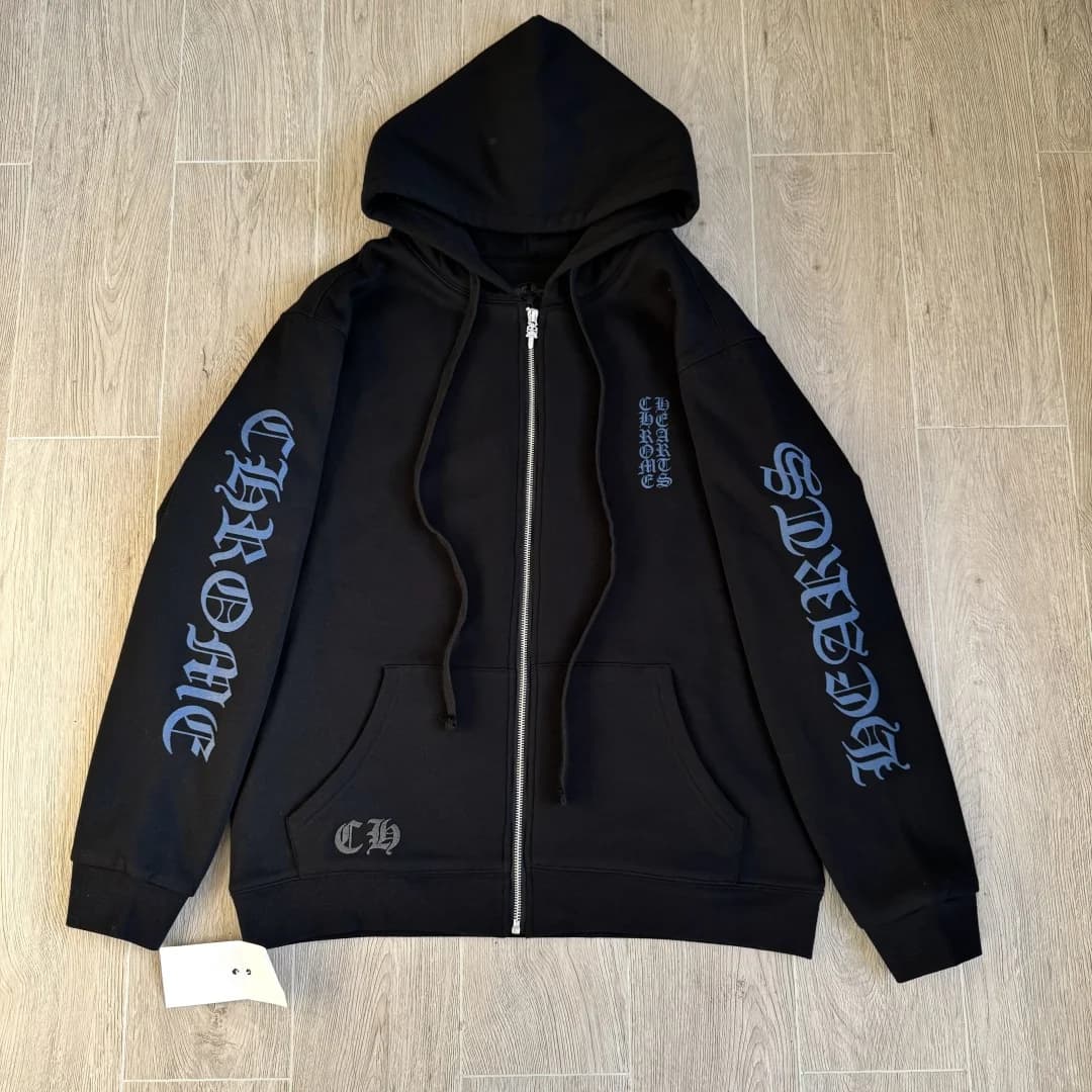 Белое зип-худи Chrome Hearts с принтом, вид спереди