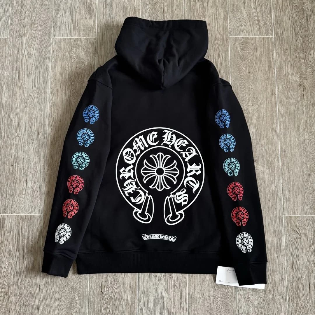 Черное зип-худи Chrome Hearts с принтом на спине, вид сзади