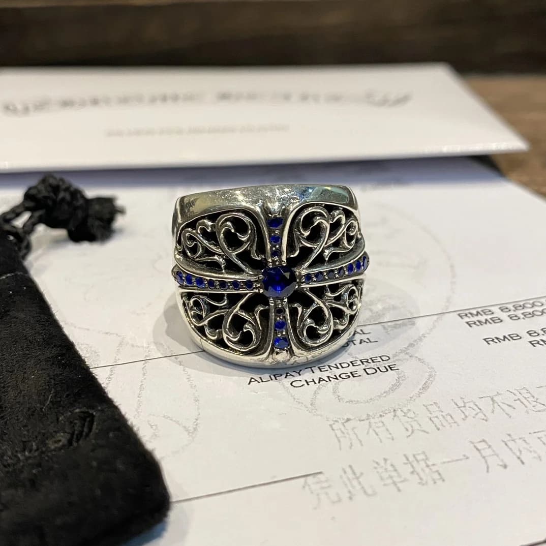 Серебряное кольцо Chrome Hearts Oval Cross анфас