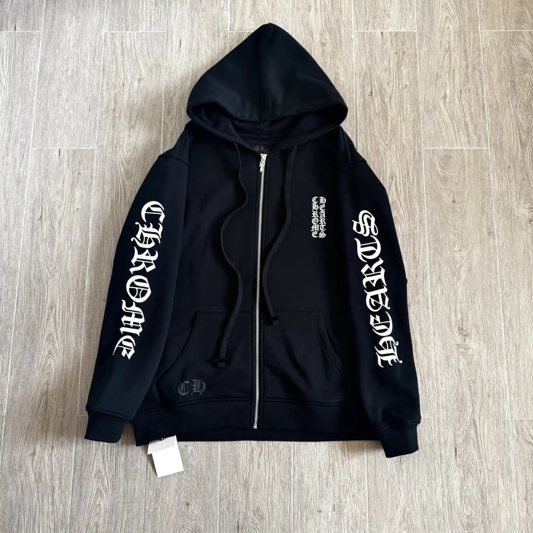 Черное зип-худи Chrome Hearts, вид спереди