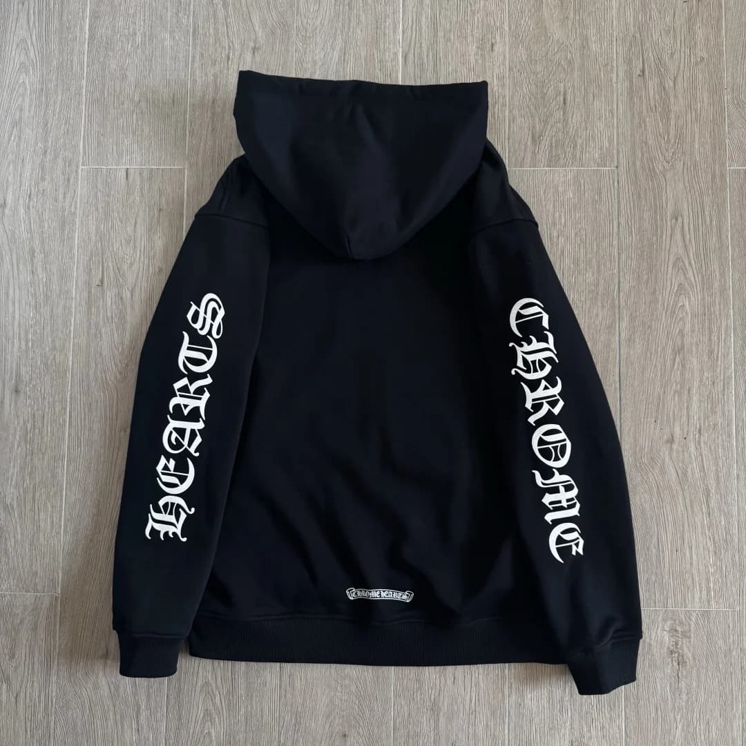Черное зип-худи Chrome Hearts, вид сзади