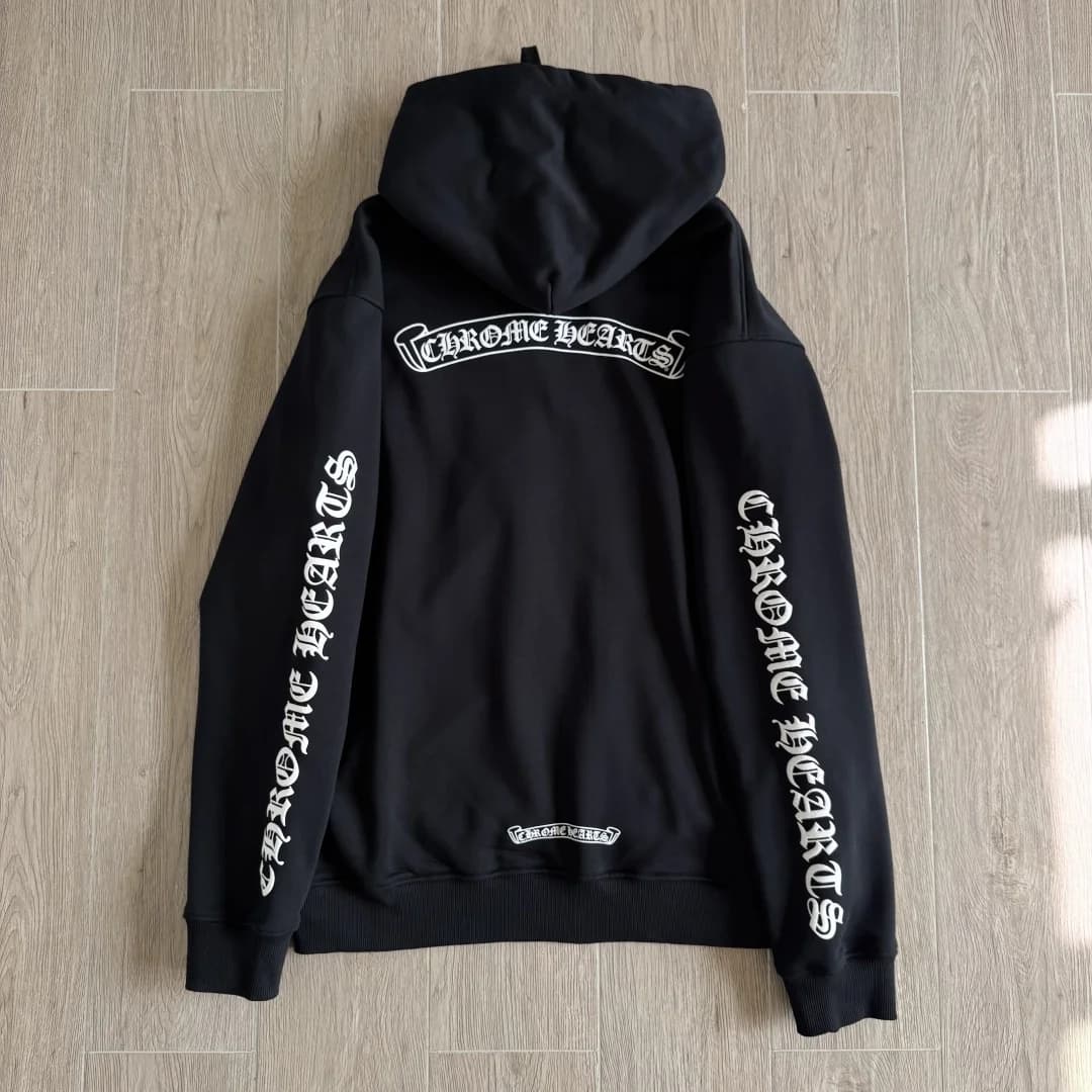 Черное зип-худи Chrome Hearts, вид со спины