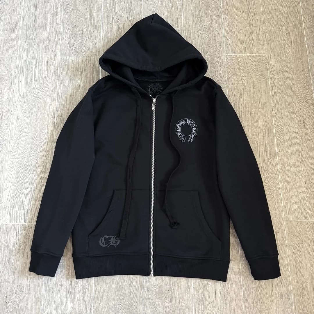 Черное зип-худи Chrome Hearts, вид спереди