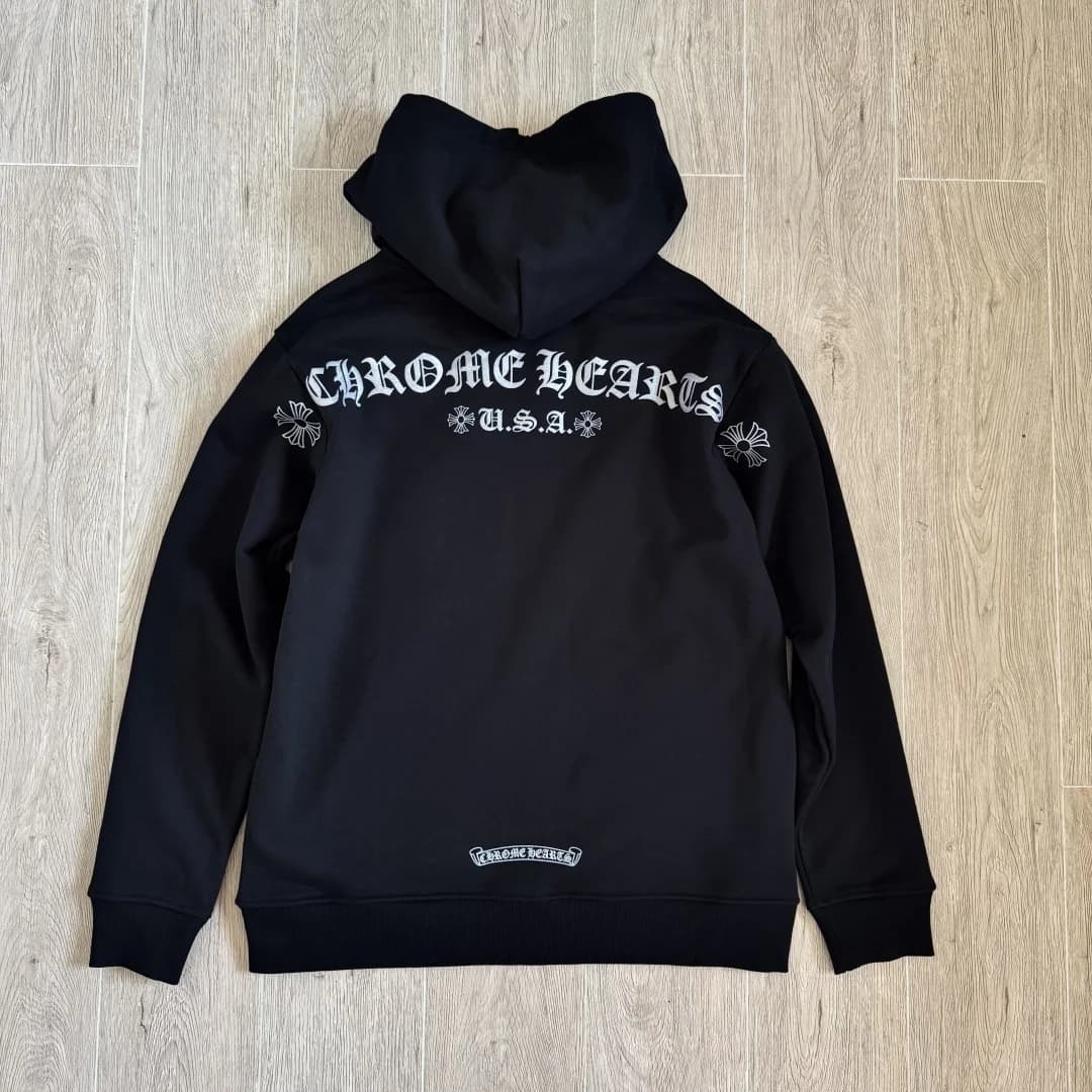 Черное зип-худи Chrome Hearts, вид сзади