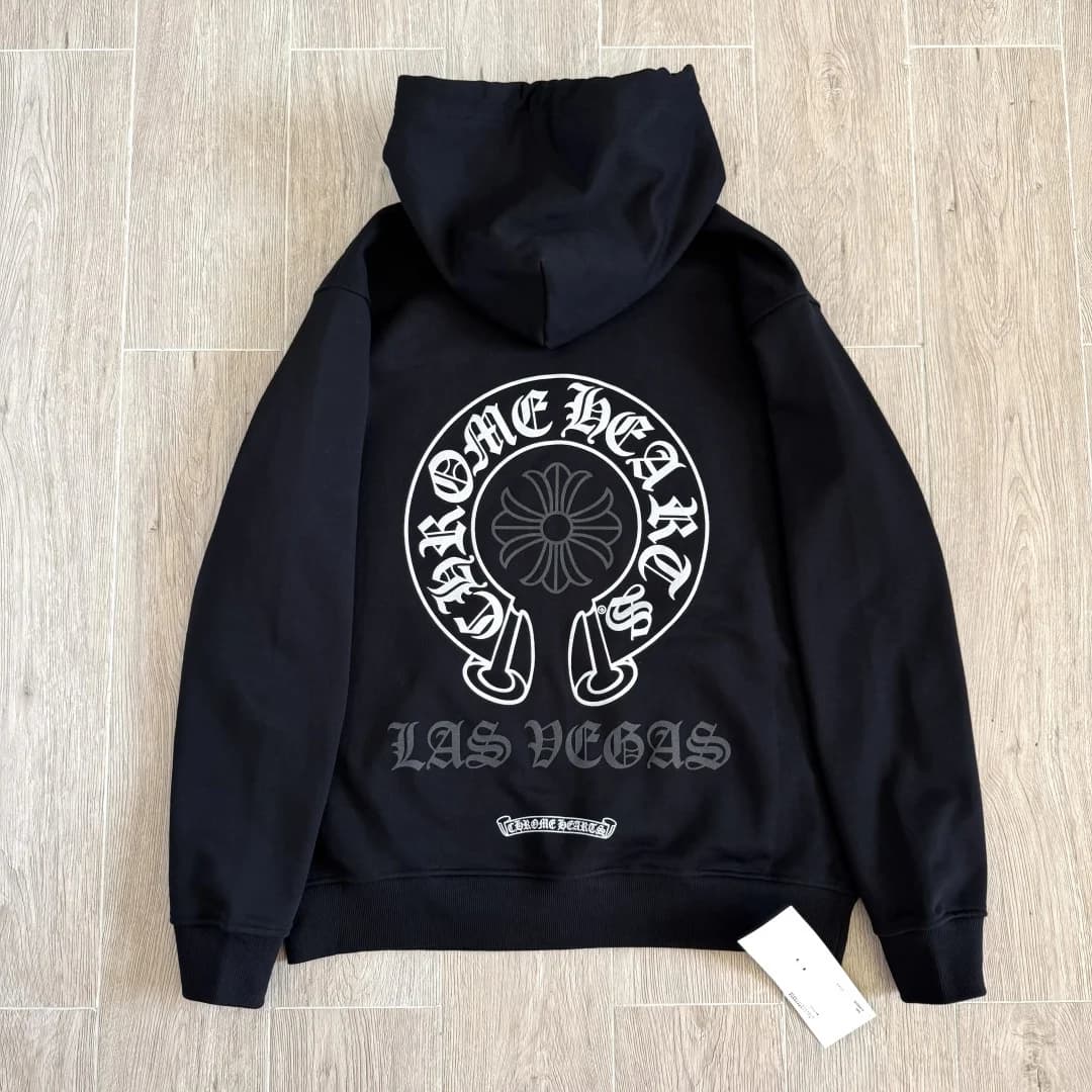 Черное худи Chrome Hearts с принтом на спине, вид сзади