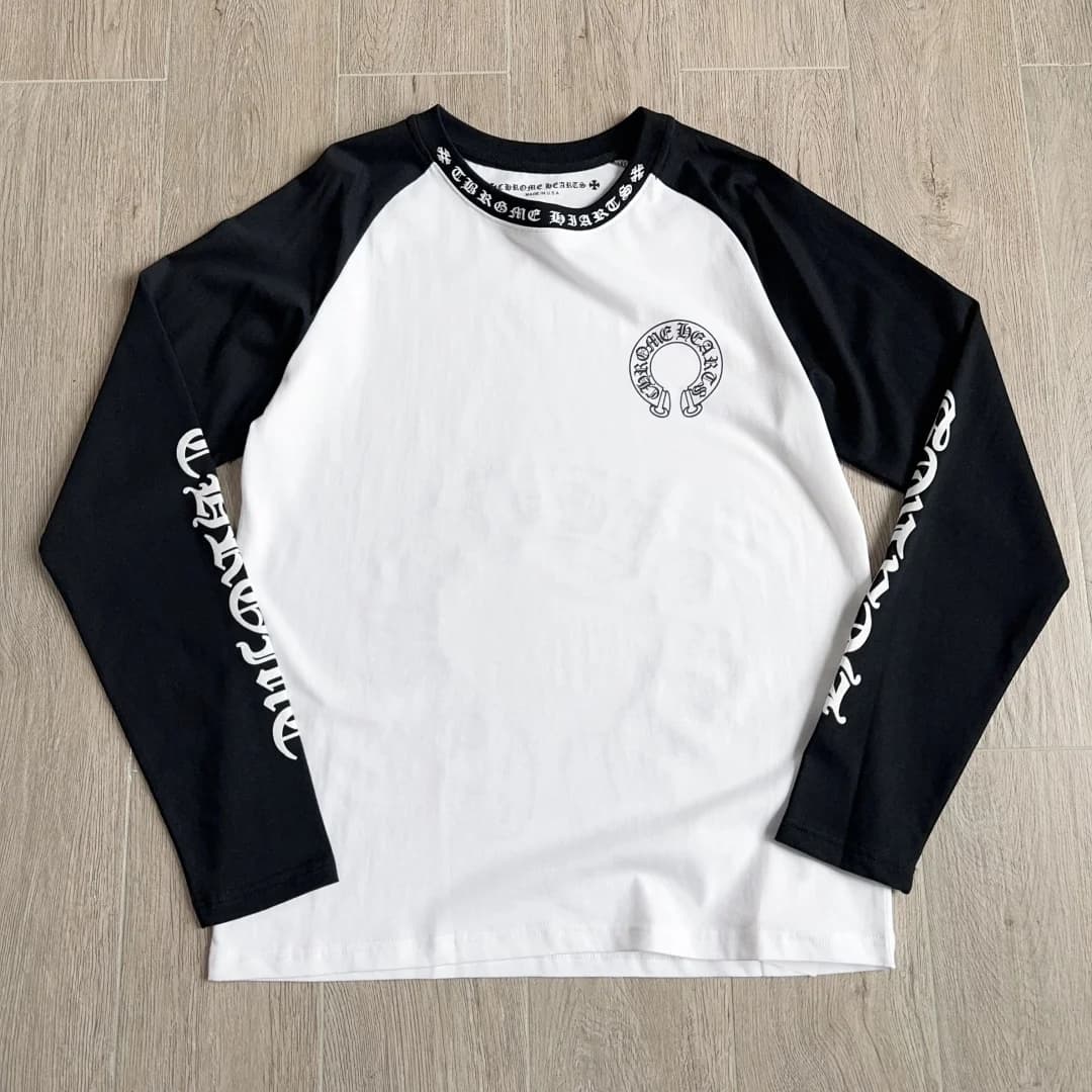 Черно-белый лонгслив Chrome Hearts, вид спереди