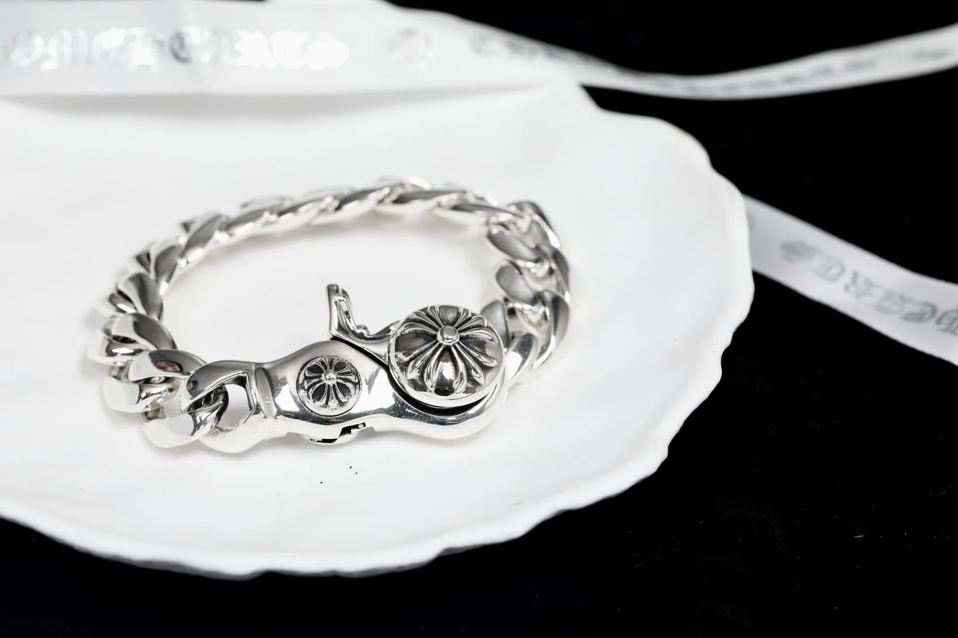 Замок и звенья браслета Chrome Hearts из серебра 925 пробы